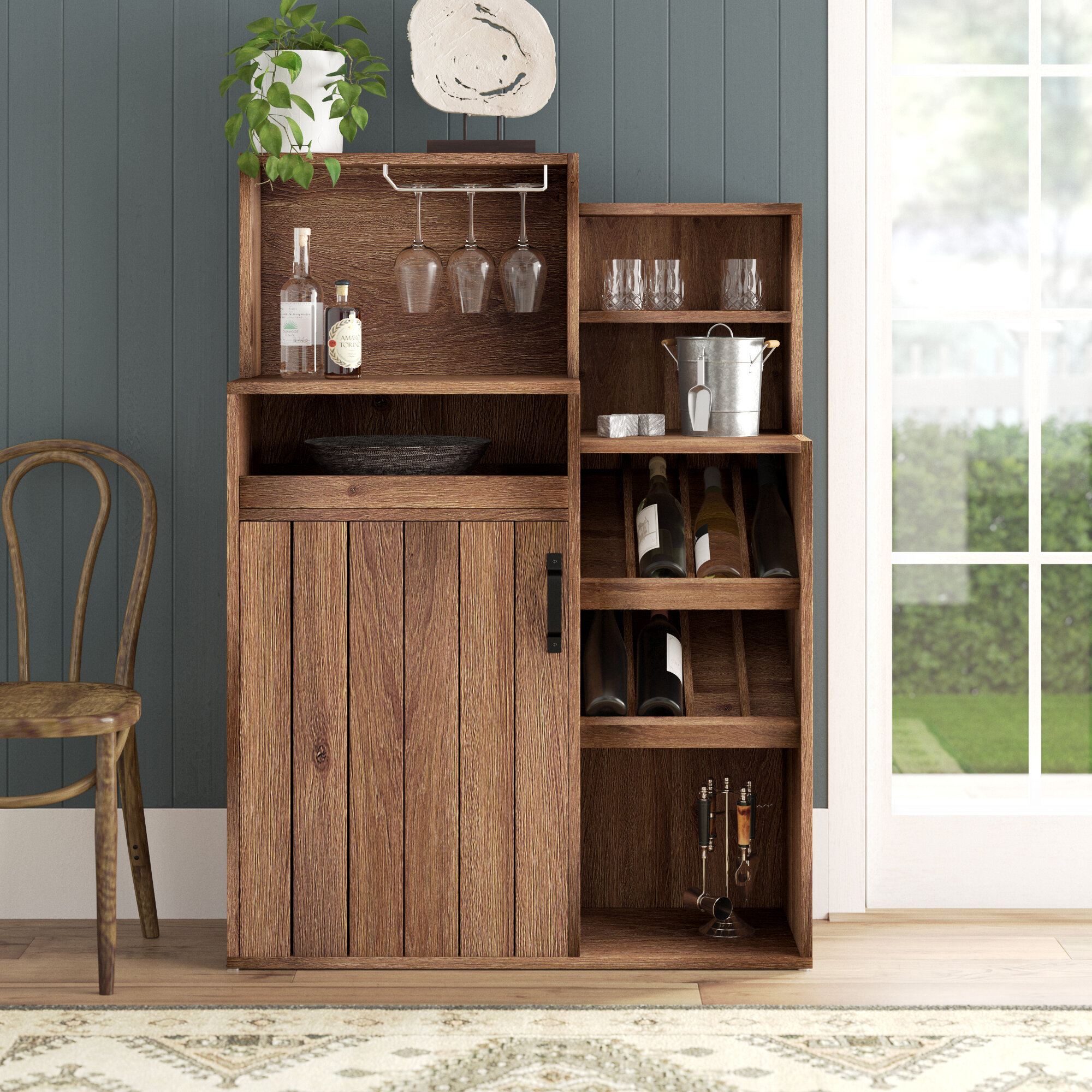 Distressed Walnut Solid Wood Server