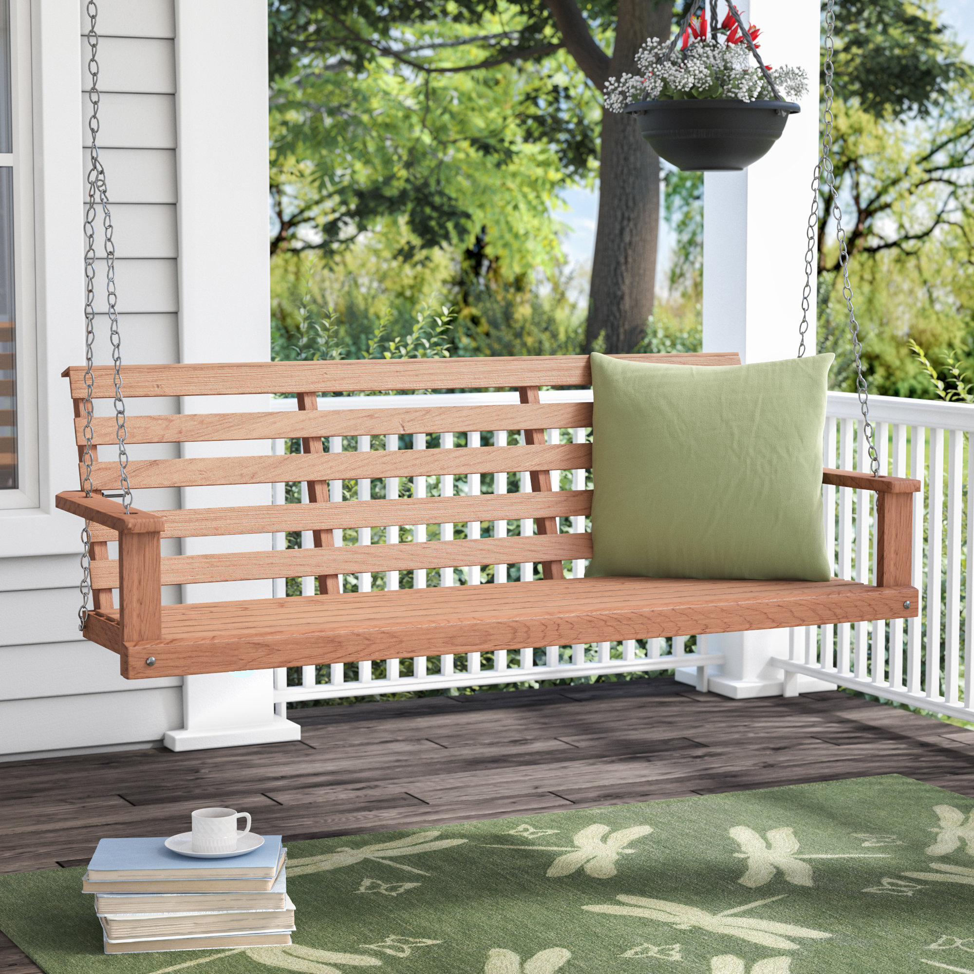 Dried Oak Solid Wood Porch Swing