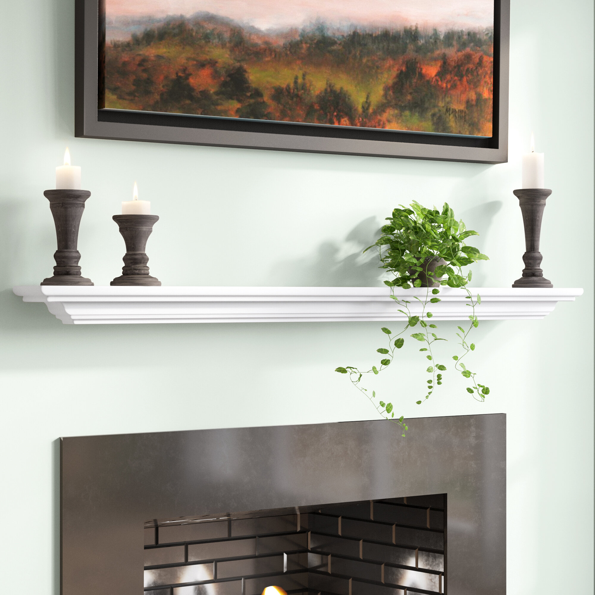 Electric Fireplace Shelf Mantel in White