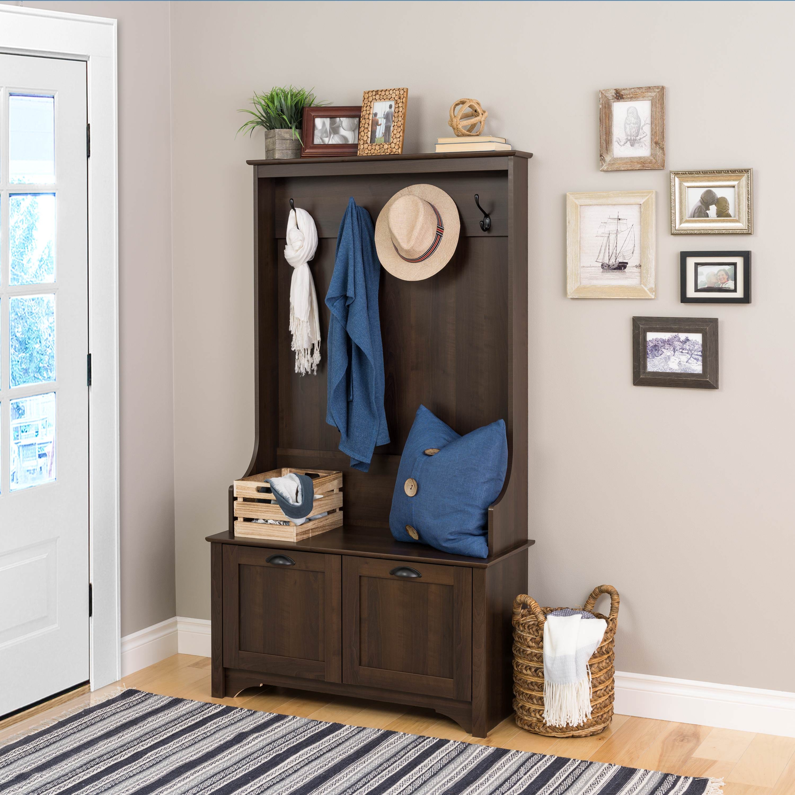 Espresso Manufactured Wood Hall Tree With Bench