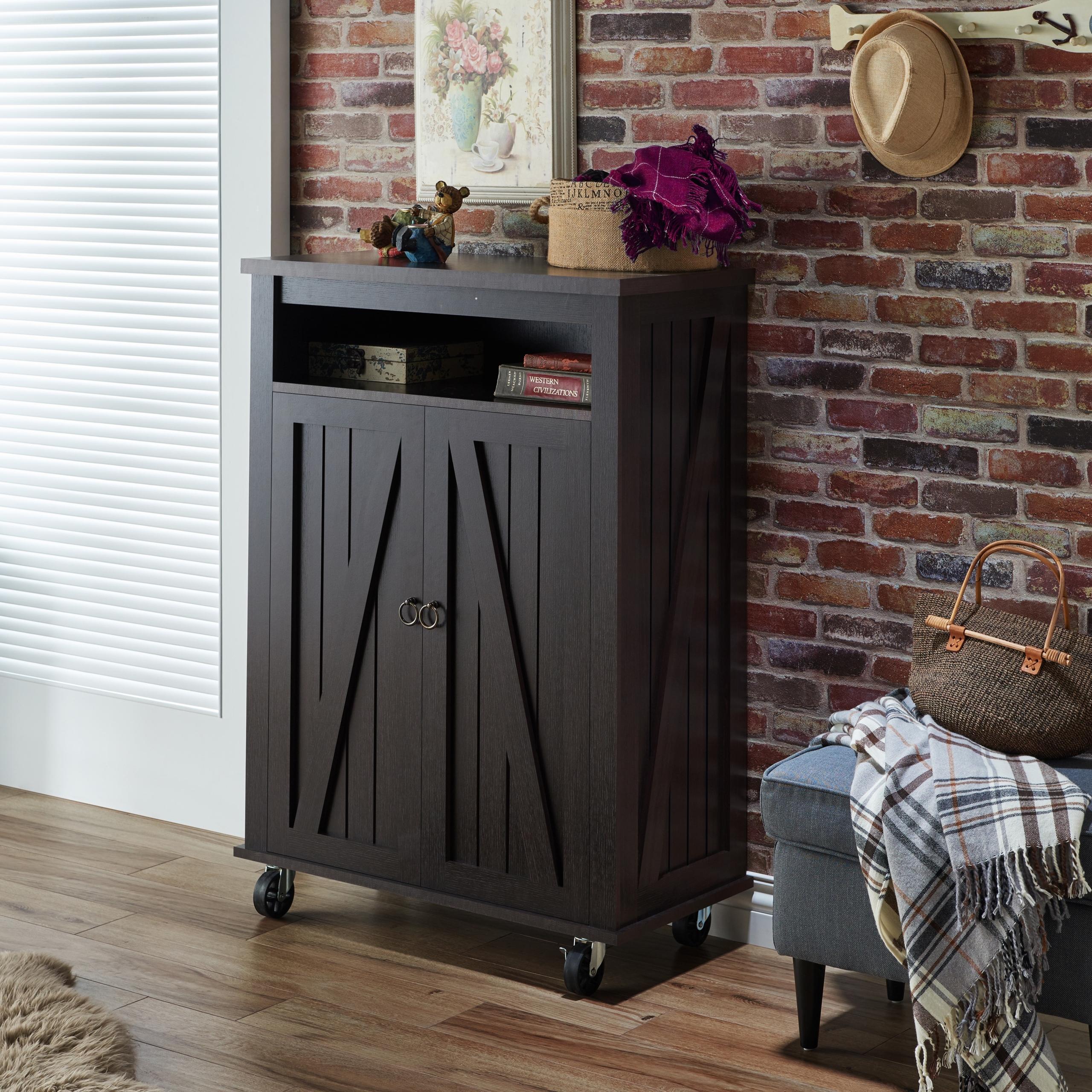 Espresso Manufactured Wood Shoe Storage Cabinet