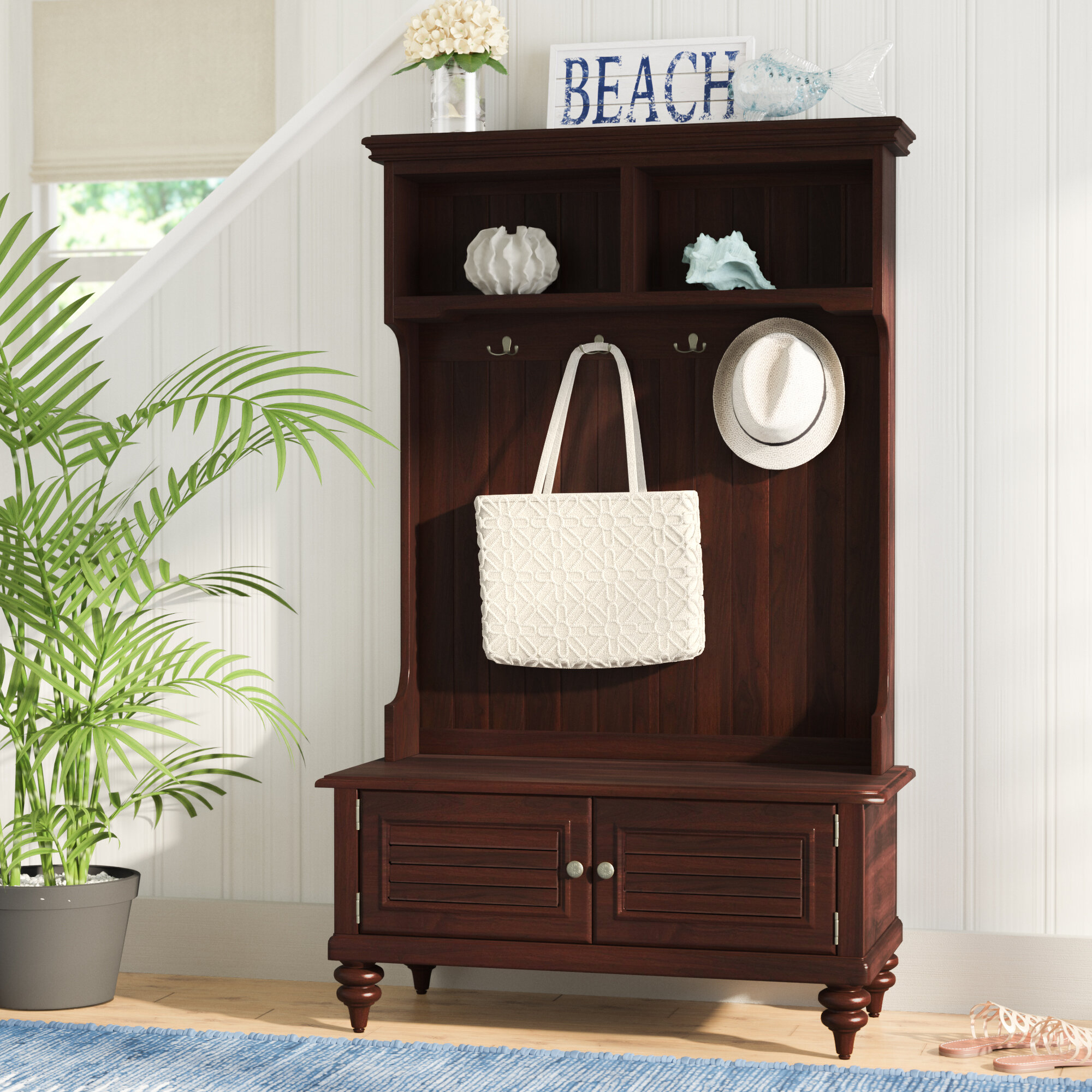 Espresso Rubber Wood Hall Tree