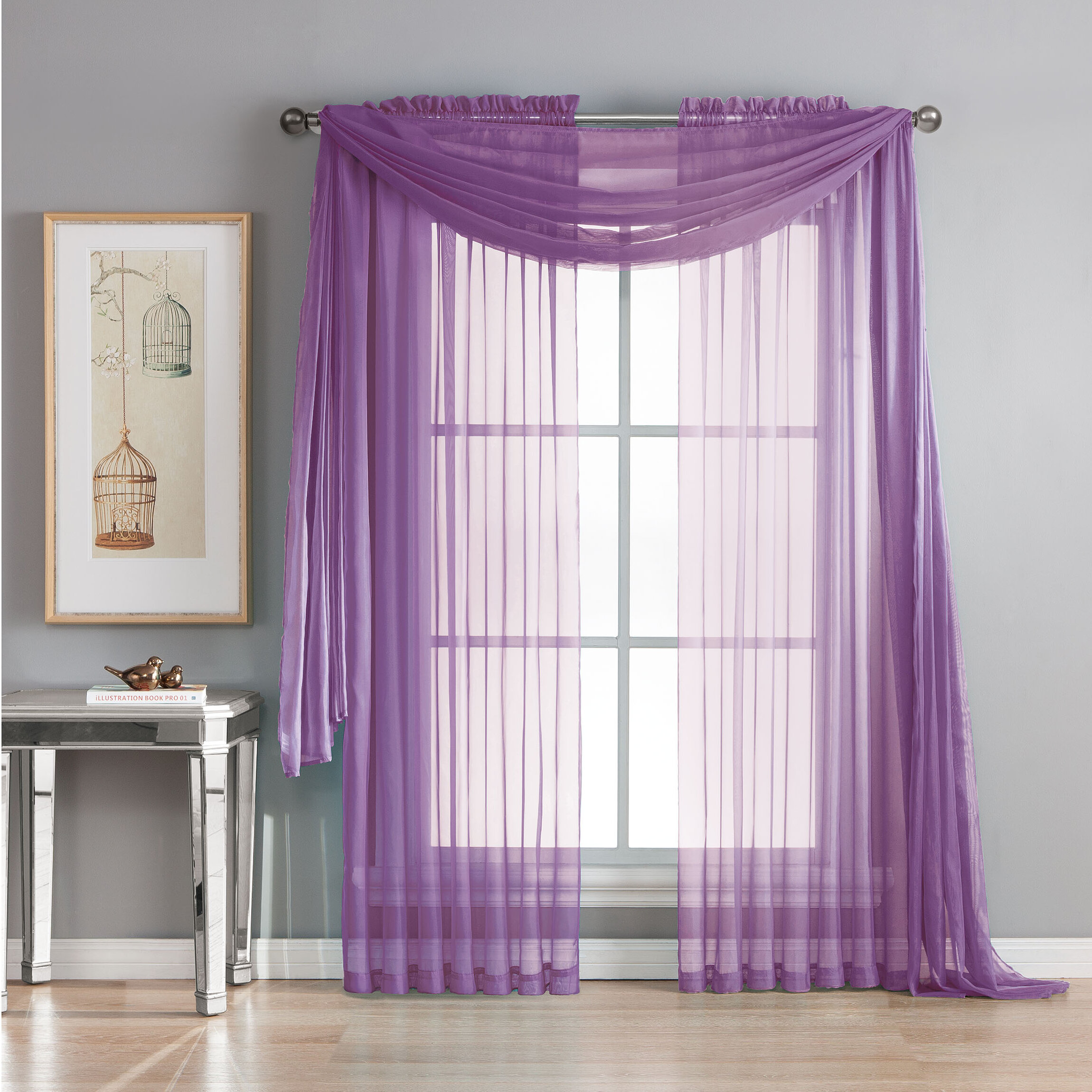 Extra Wide Voile Light Filtration Curtain Panels