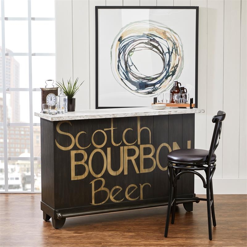 Farm Styled Kitchen Island in Black with Wooden Top