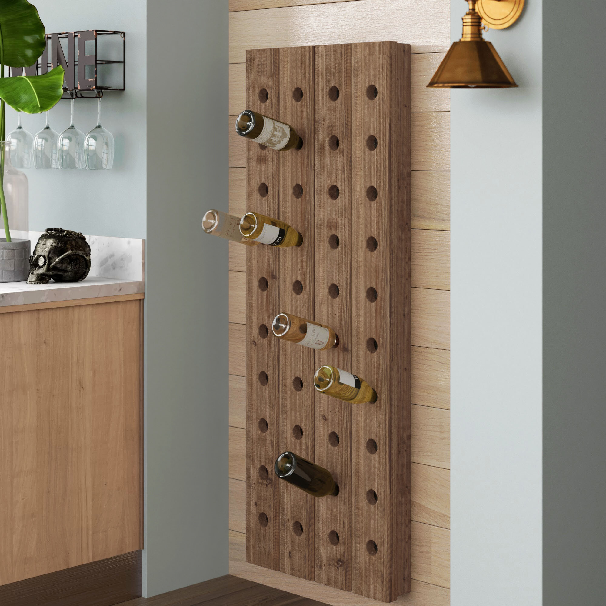 Fir Wall Mounted Wine Bottle Rack