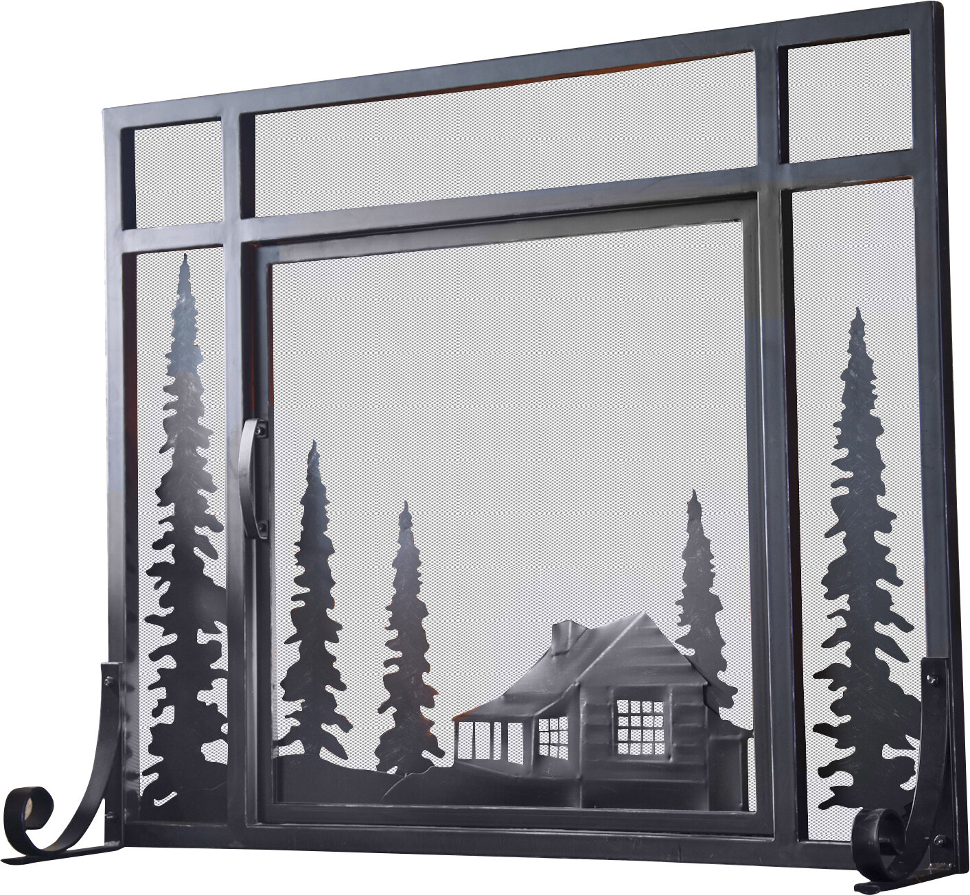 Forest Scene Panel Steel Fireplace Screen