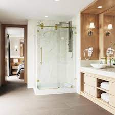 Frameless Rectangle Sliding Shower Enclosure With Fixed Panel