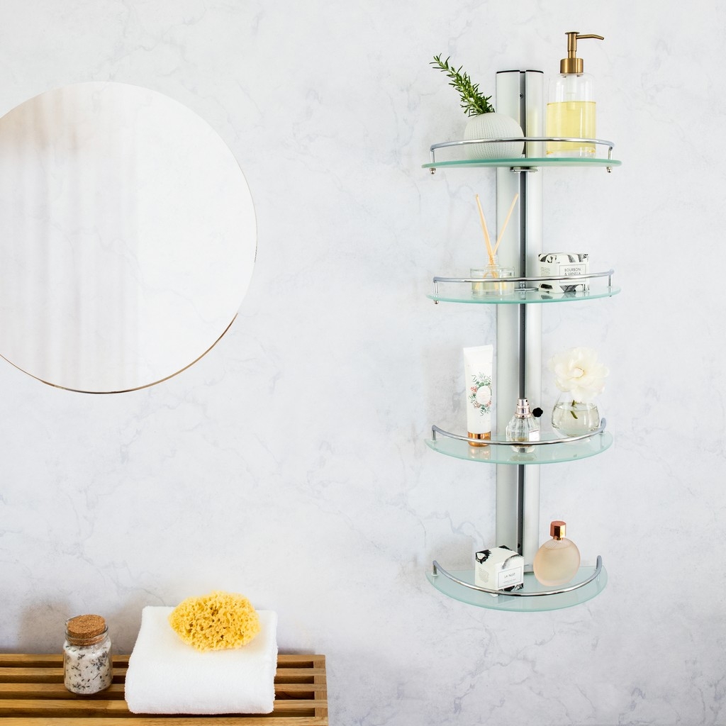 Frosted Glass Metal Wall Mounted Shelf