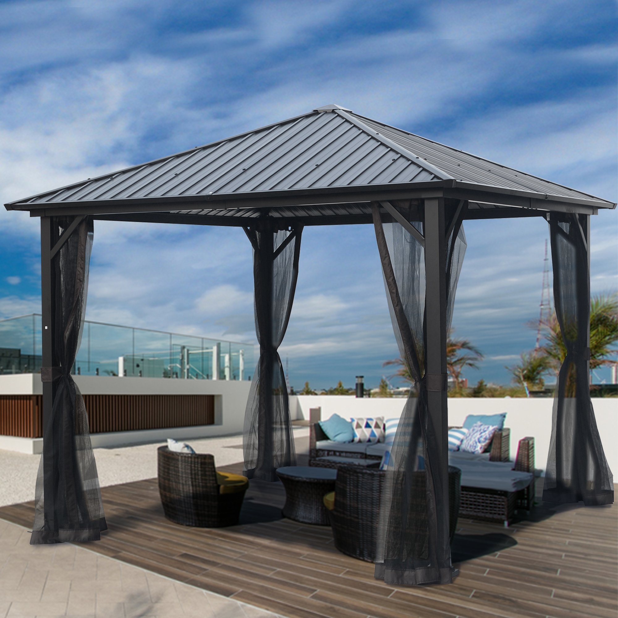 Galvanized Steel Square Patio Gazebo