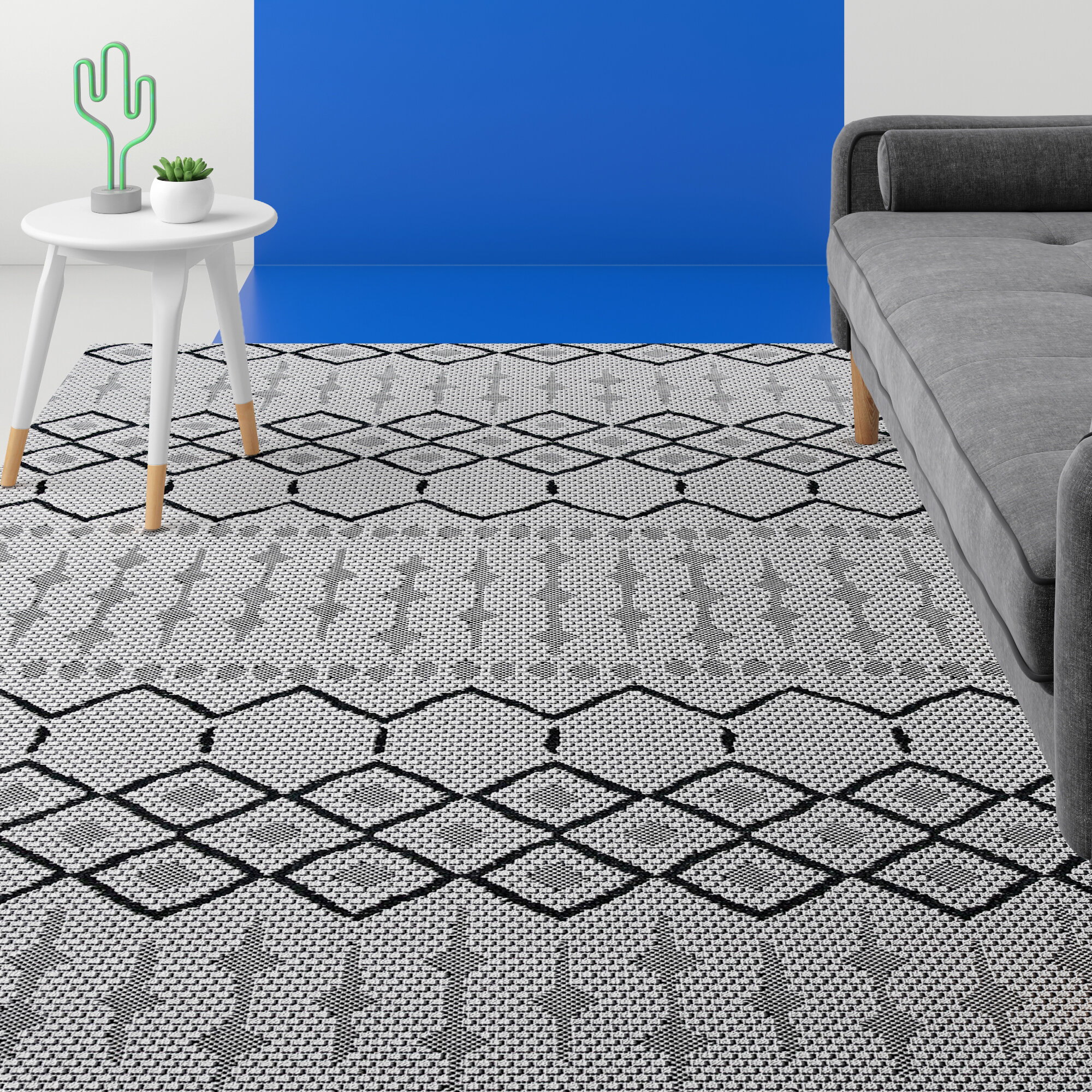 Geometric Flatweave Gray Rustic Area Rug