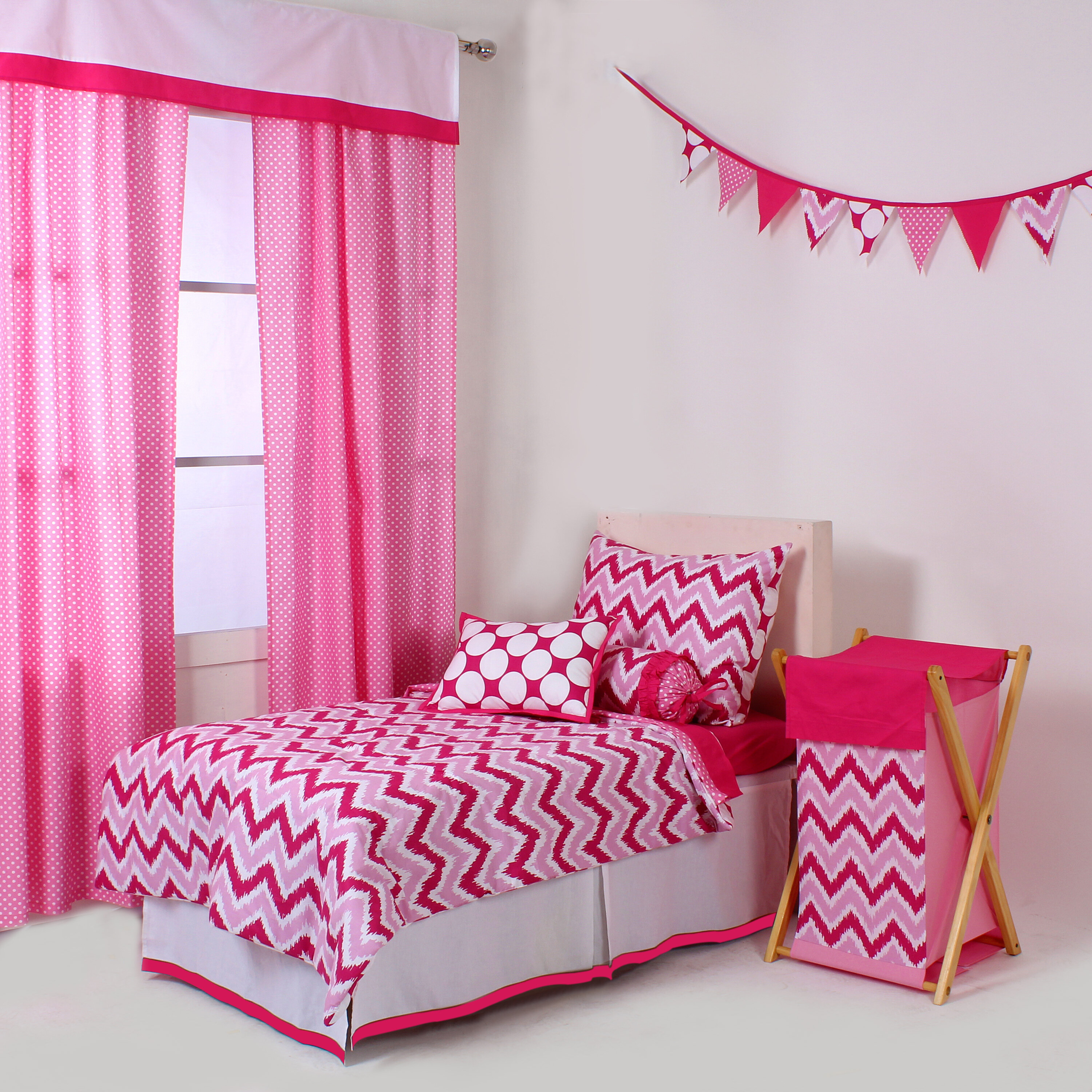 Geometric Pink Cotton Toddler Bedding Set