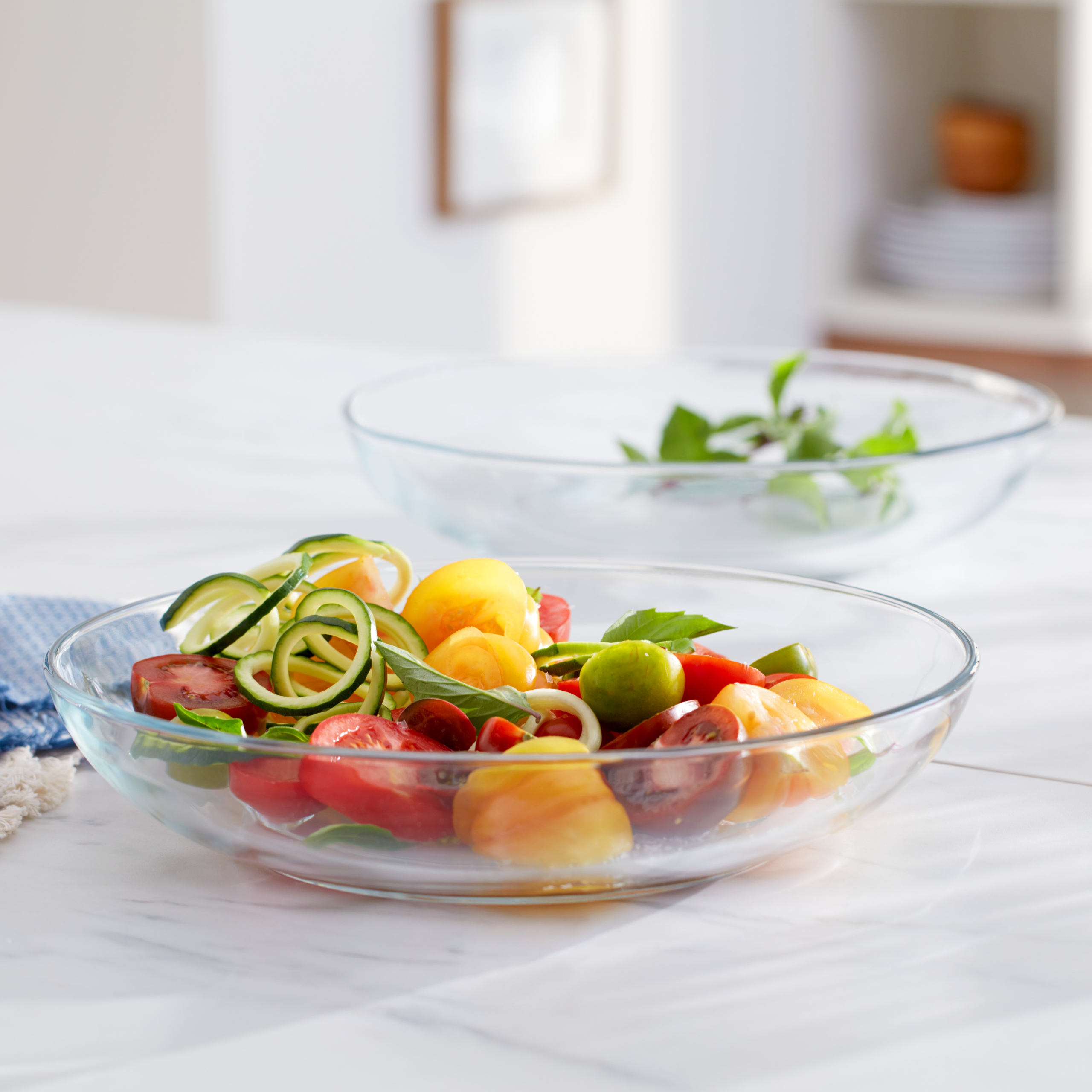 Glass Low Serving Bowl