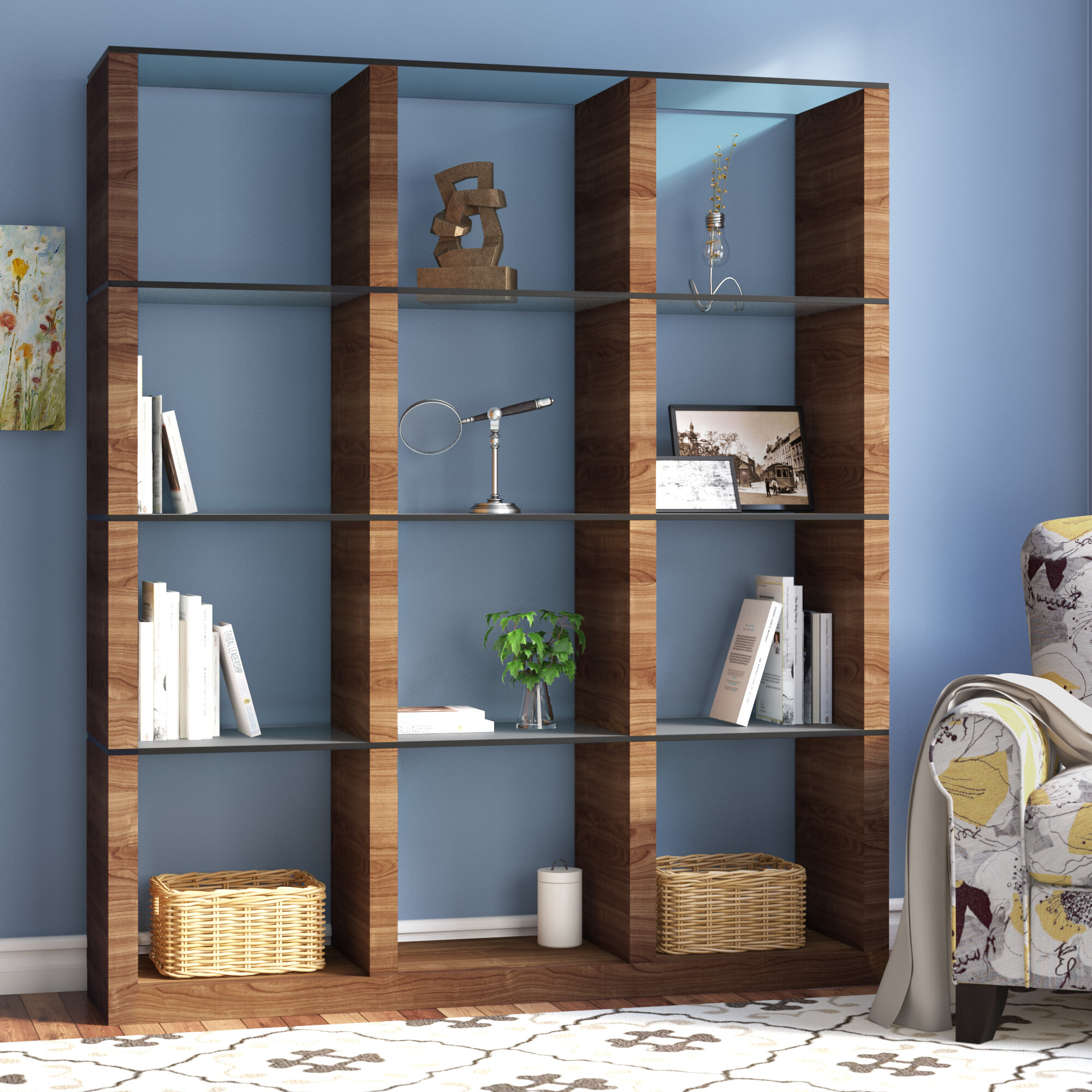 Glass Manufactured Wood Cube Unit Bookcase