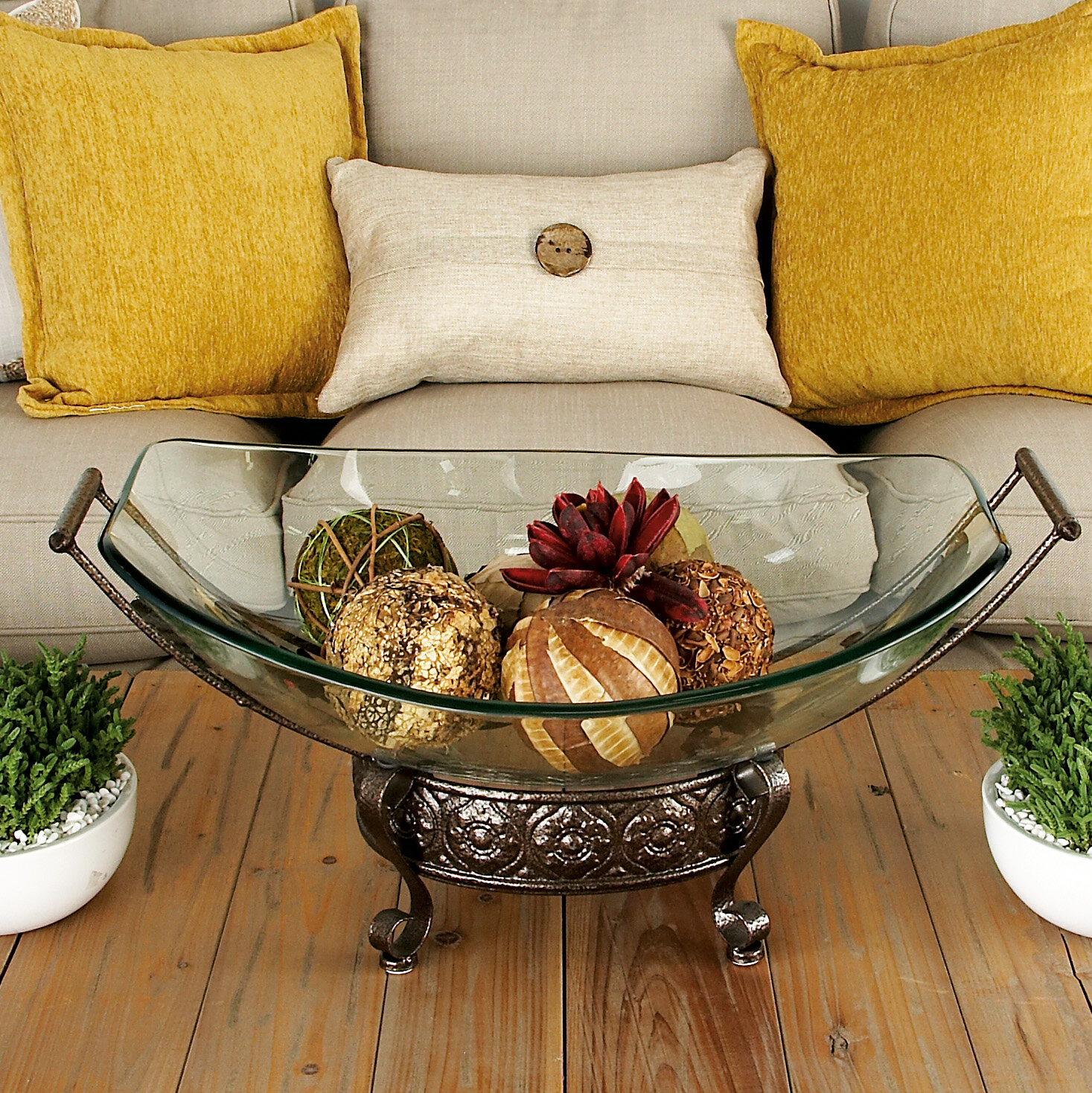 Glass Round Fruit Decorative Bowl