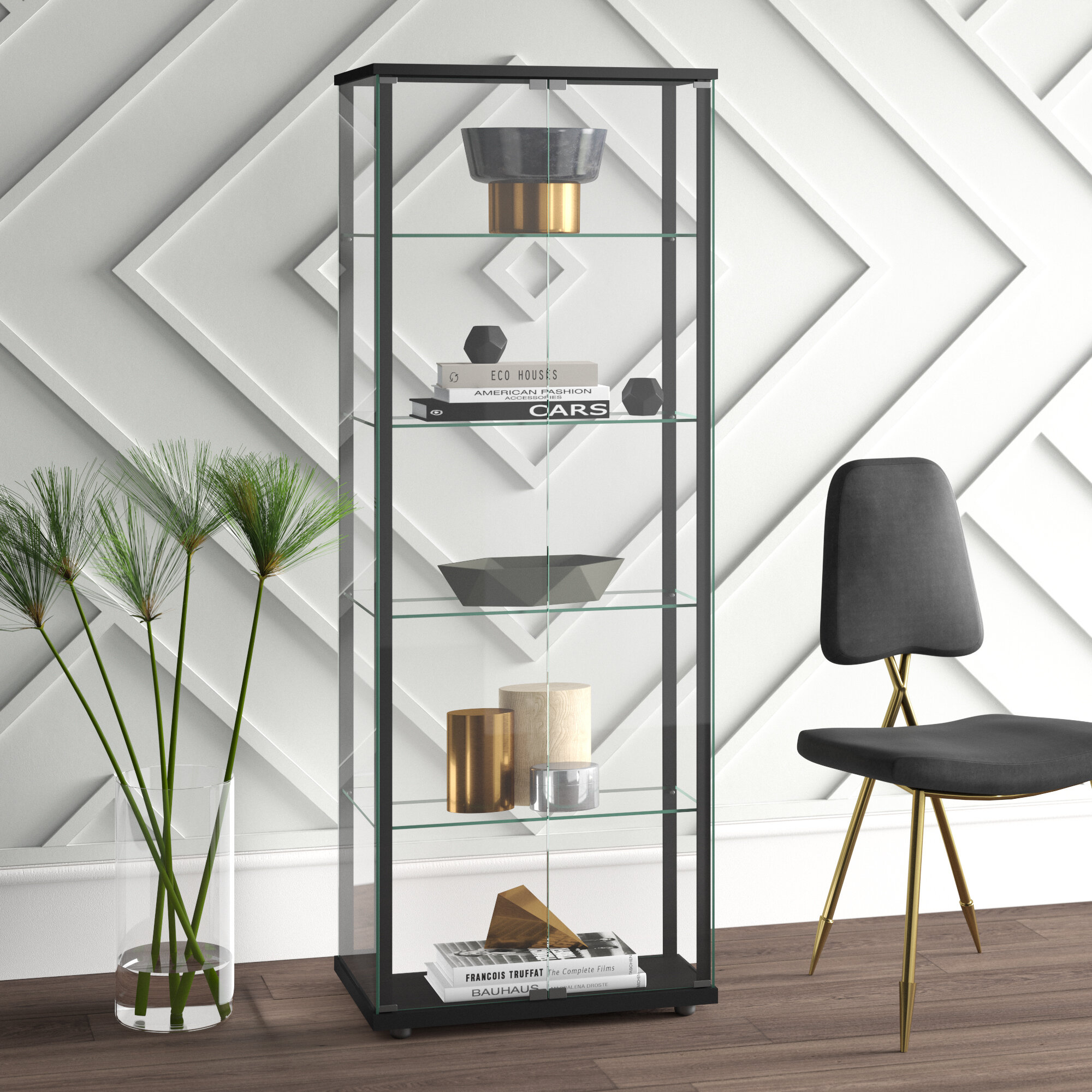 Glass Solid Wood Standard Curio Cabinet