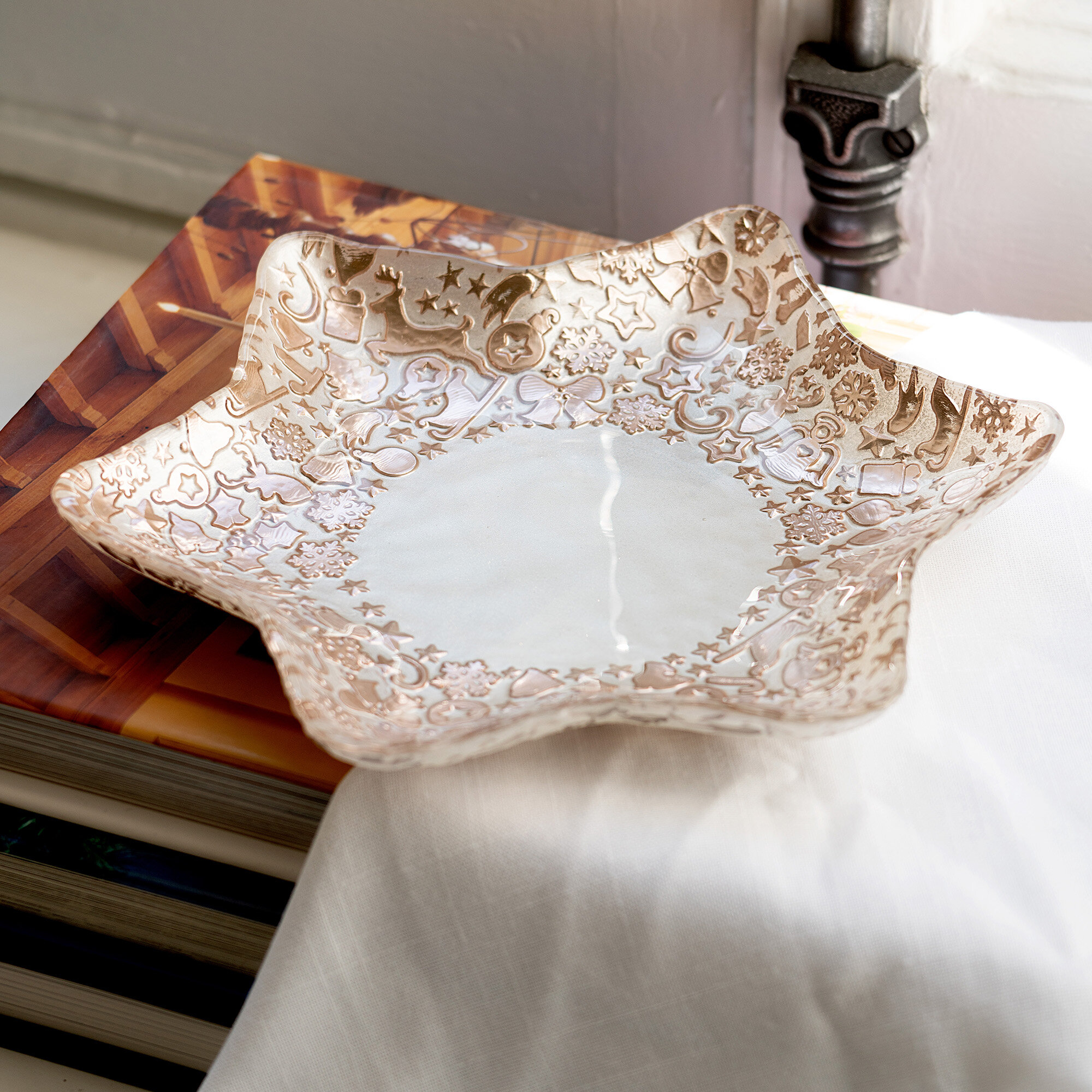 Gold Glass Christmas Decorative Plate