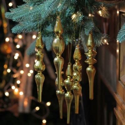 Gold Glass Christmas Finial Ornament Set