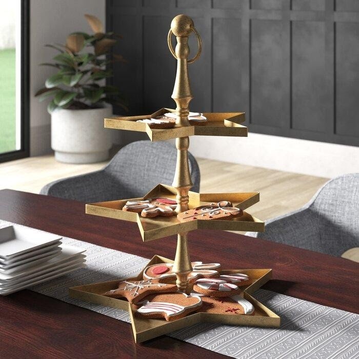 Gold Iron Abstract Tiered Stand