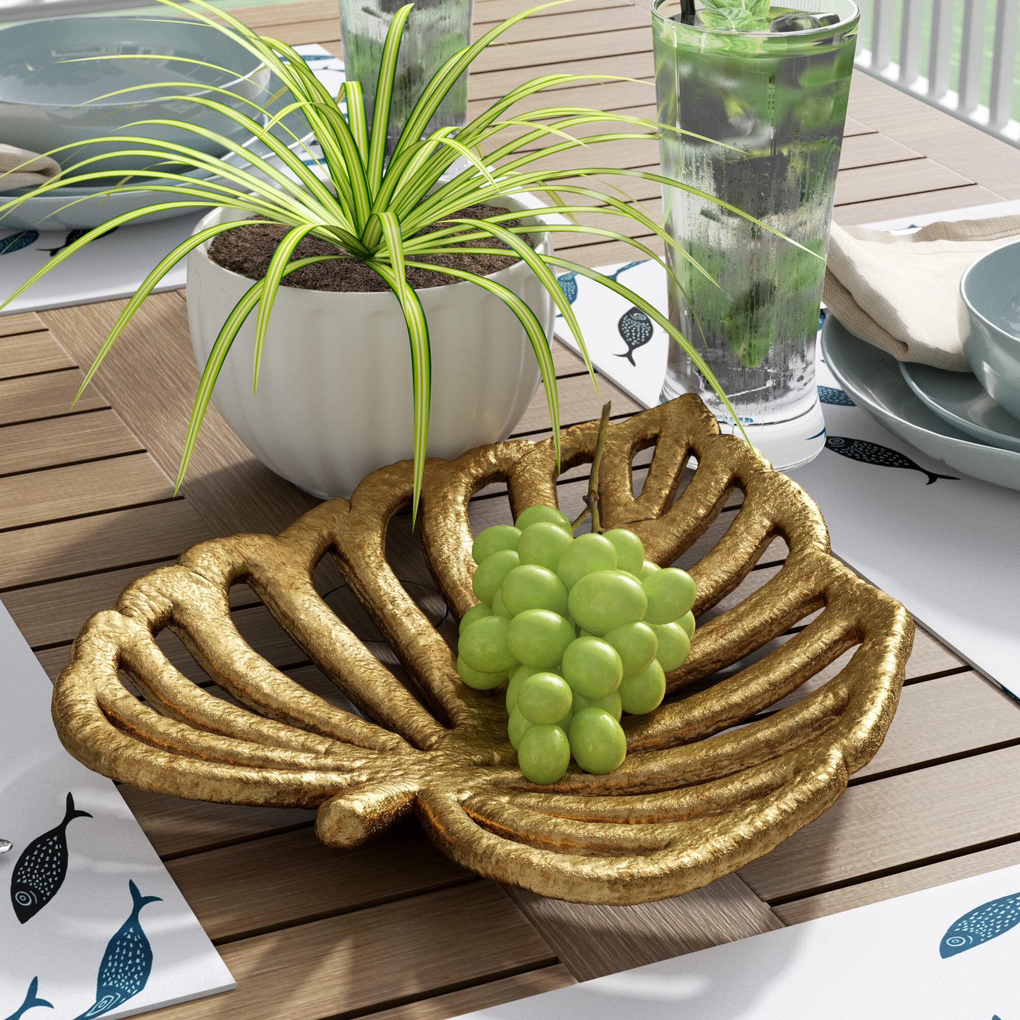 Gold Leaf Metal Decorative Plate 