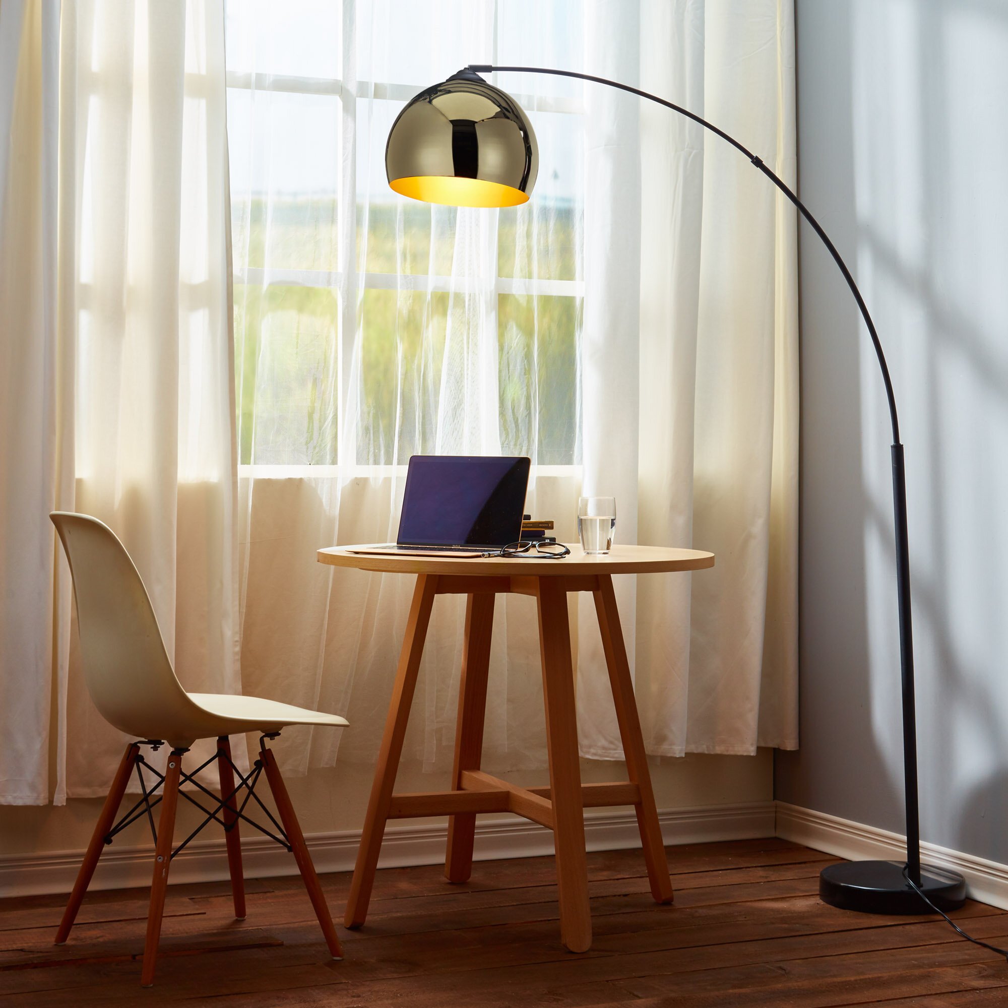 Gold Metal Arched Floor Lamp