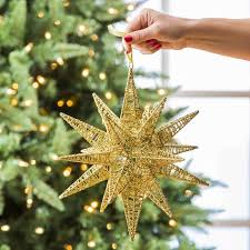 Gold Metal Star Holiday Shaped Ornament