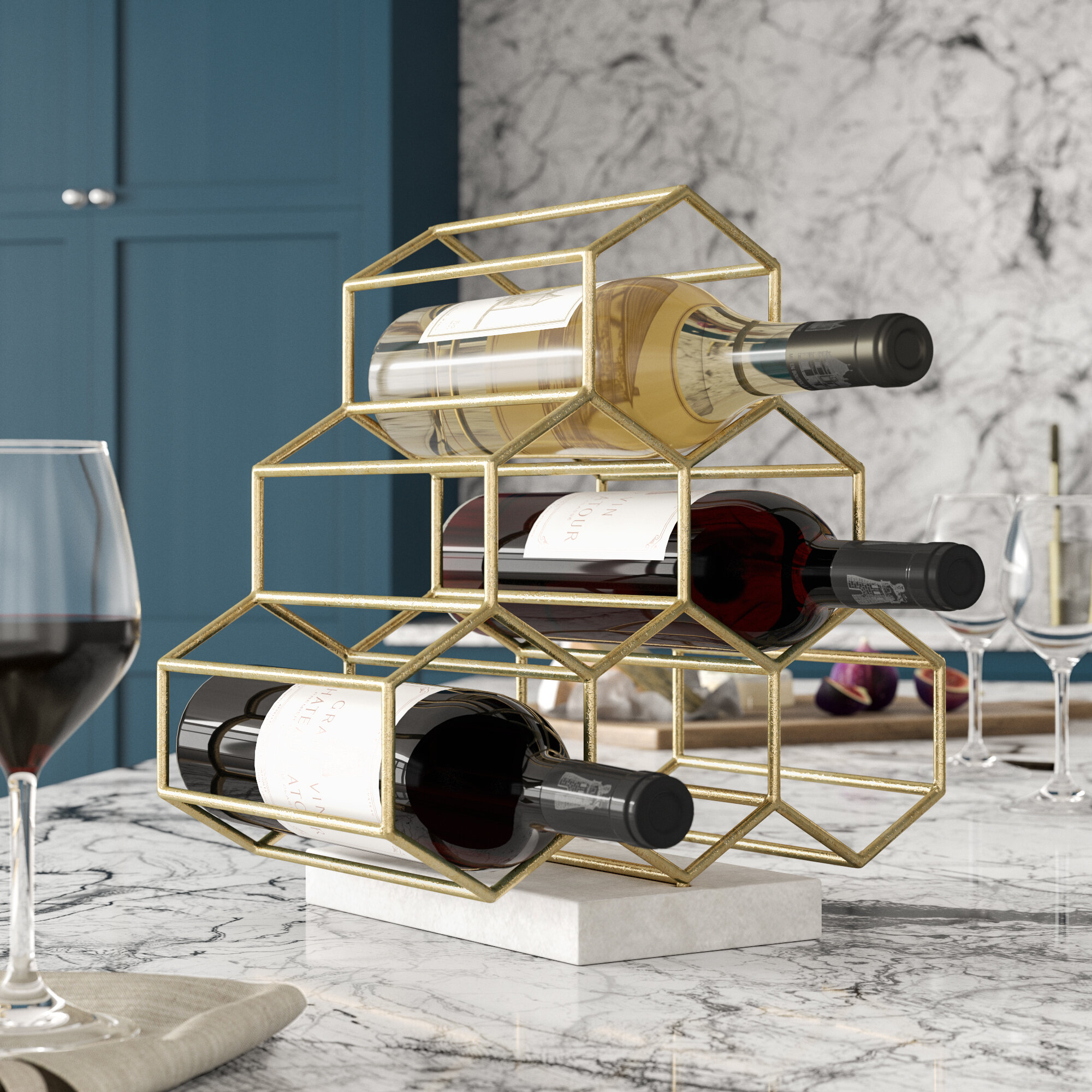 Gold Metal Wine Bottle Rack
