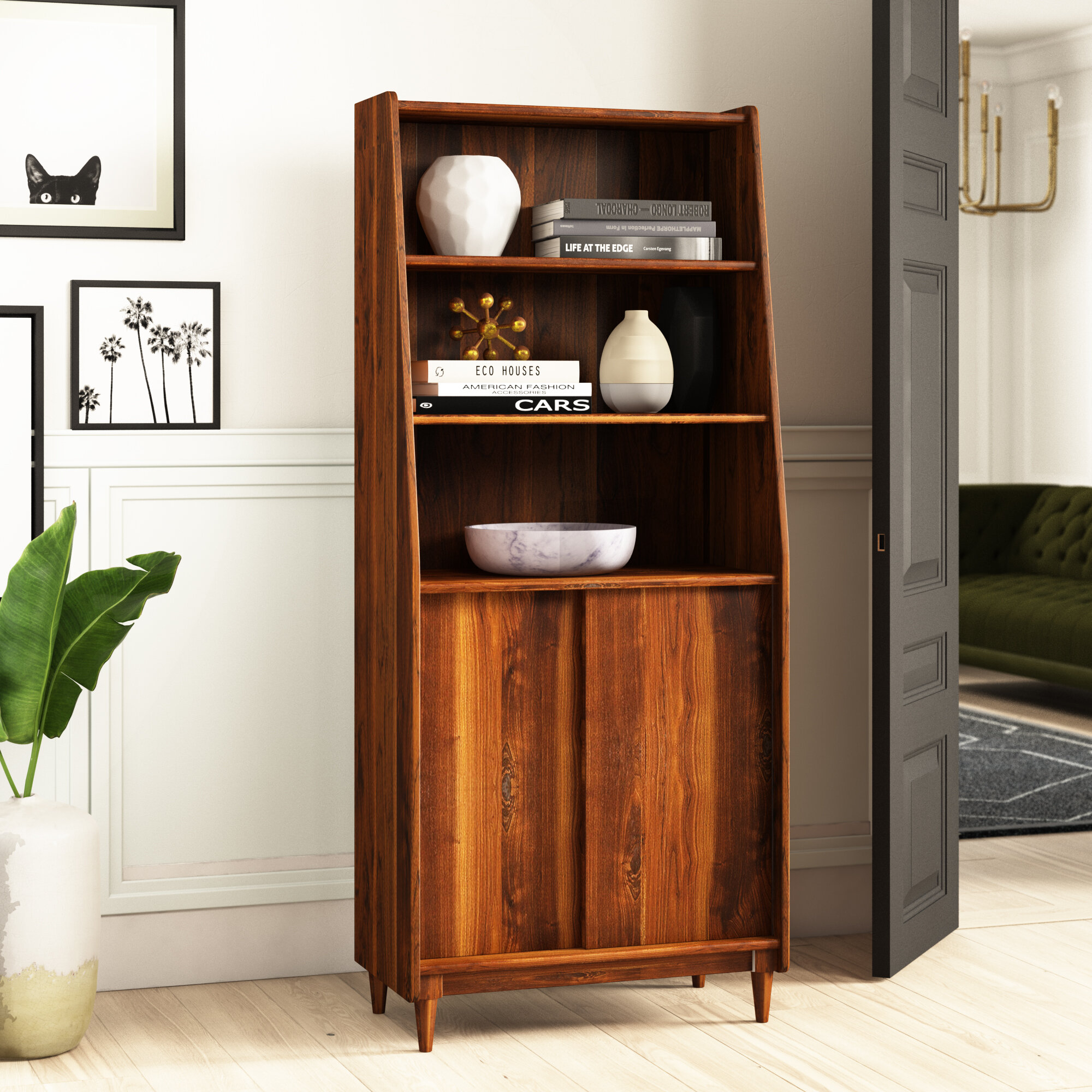 Grand Walnut Manufactured Wood Standard Bookcase