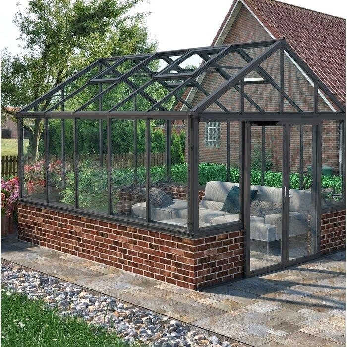 Gray Aluminum Glass Patio Gazebo