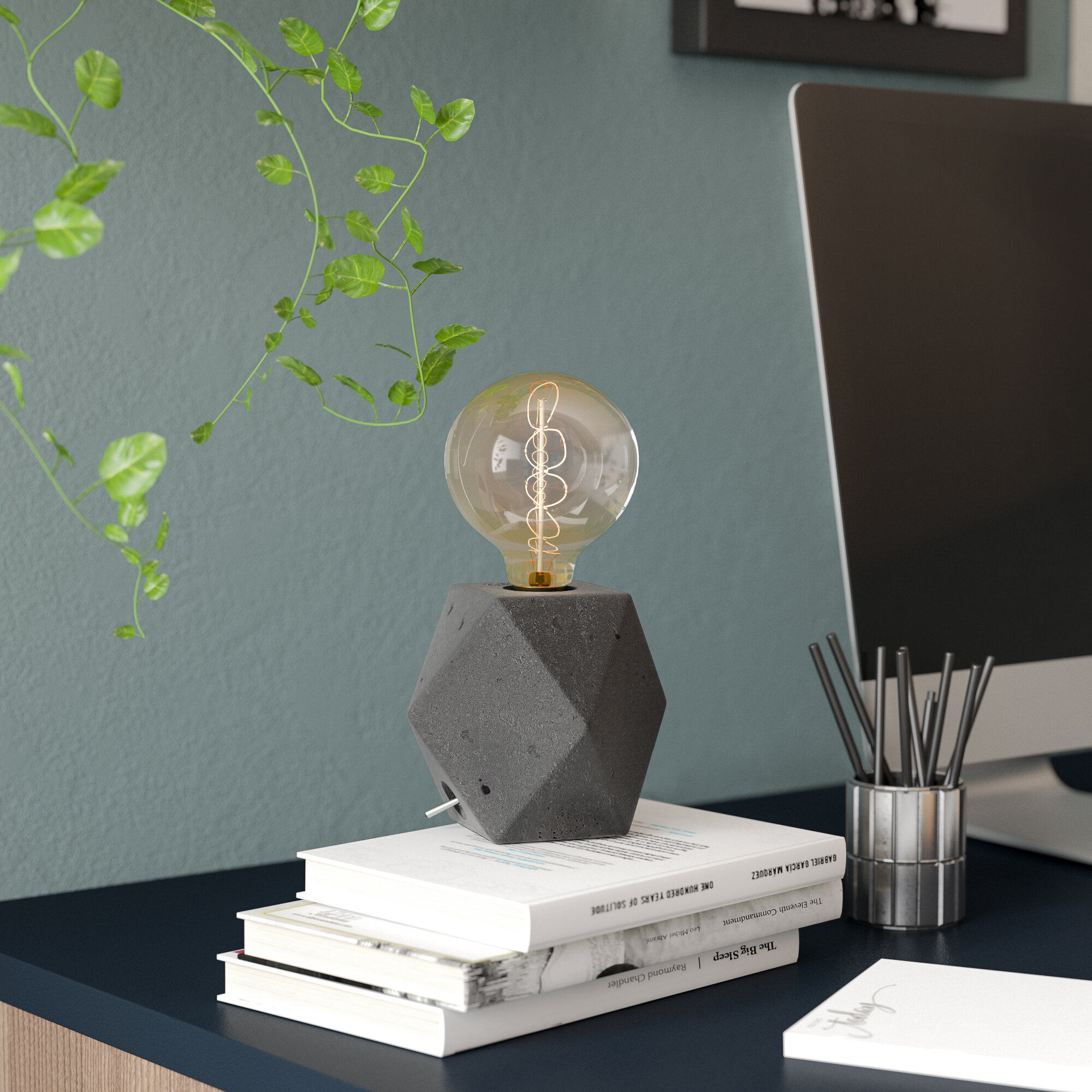 Gray Concrete Small Table Lamp