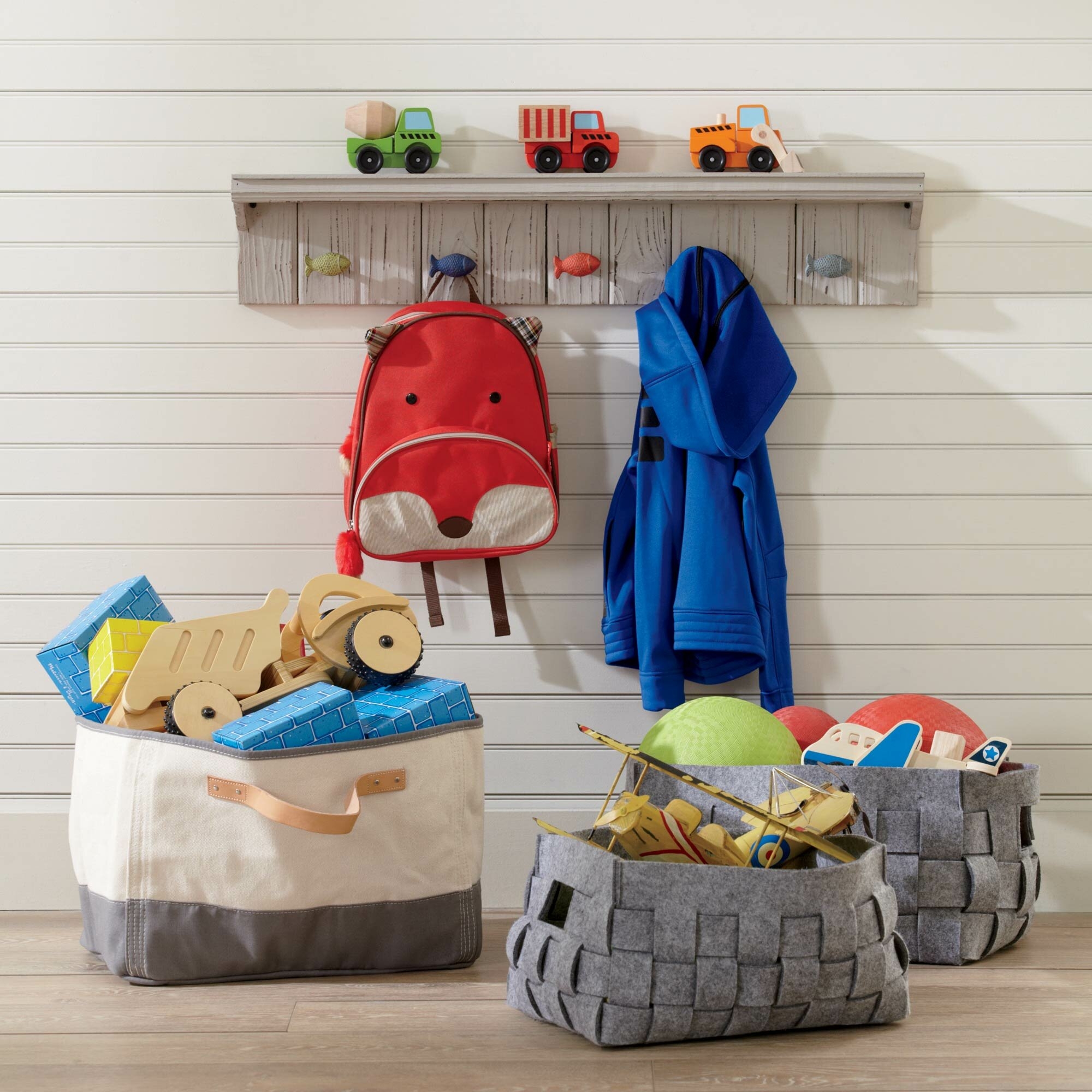 Gray Fabric Rectangle Large Bin