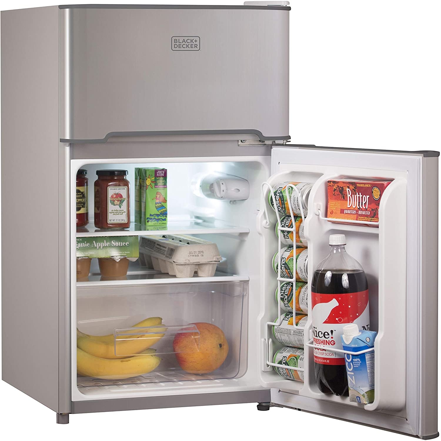 Gray Freestanding Mini Fridge With Freezer