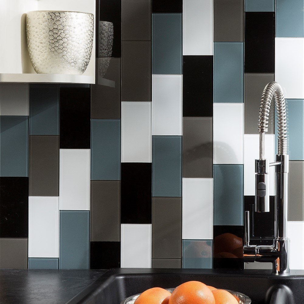 Gray Glass Peel &amp;amp;amp;amp;amp;amp;amp;amp;amp; Stick Subway Tile Kit