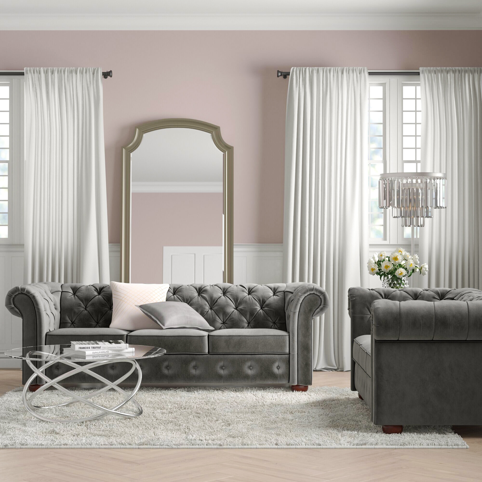Gray Linen Living Room Set