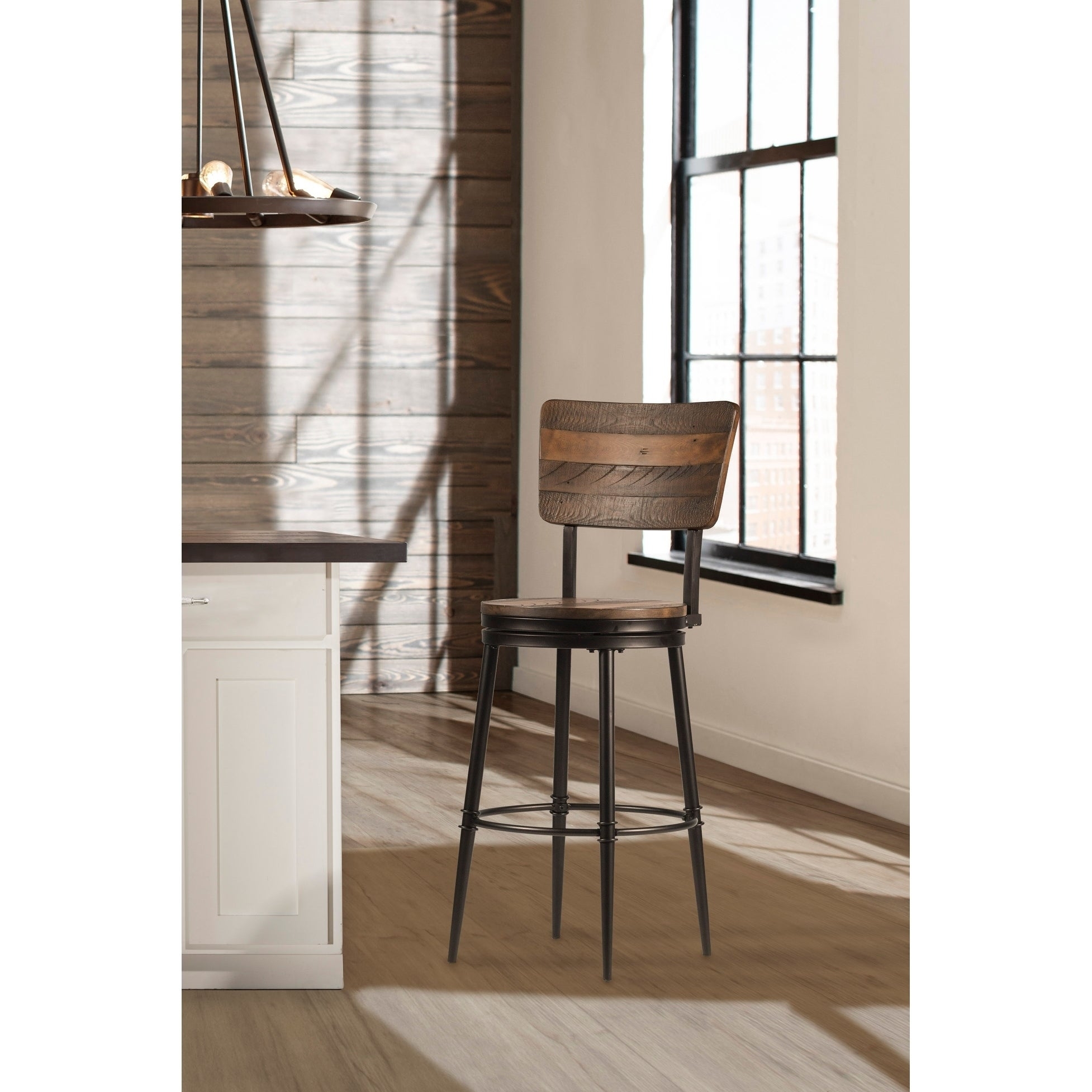 Gray Linen Manufactured Wood Counter Stool