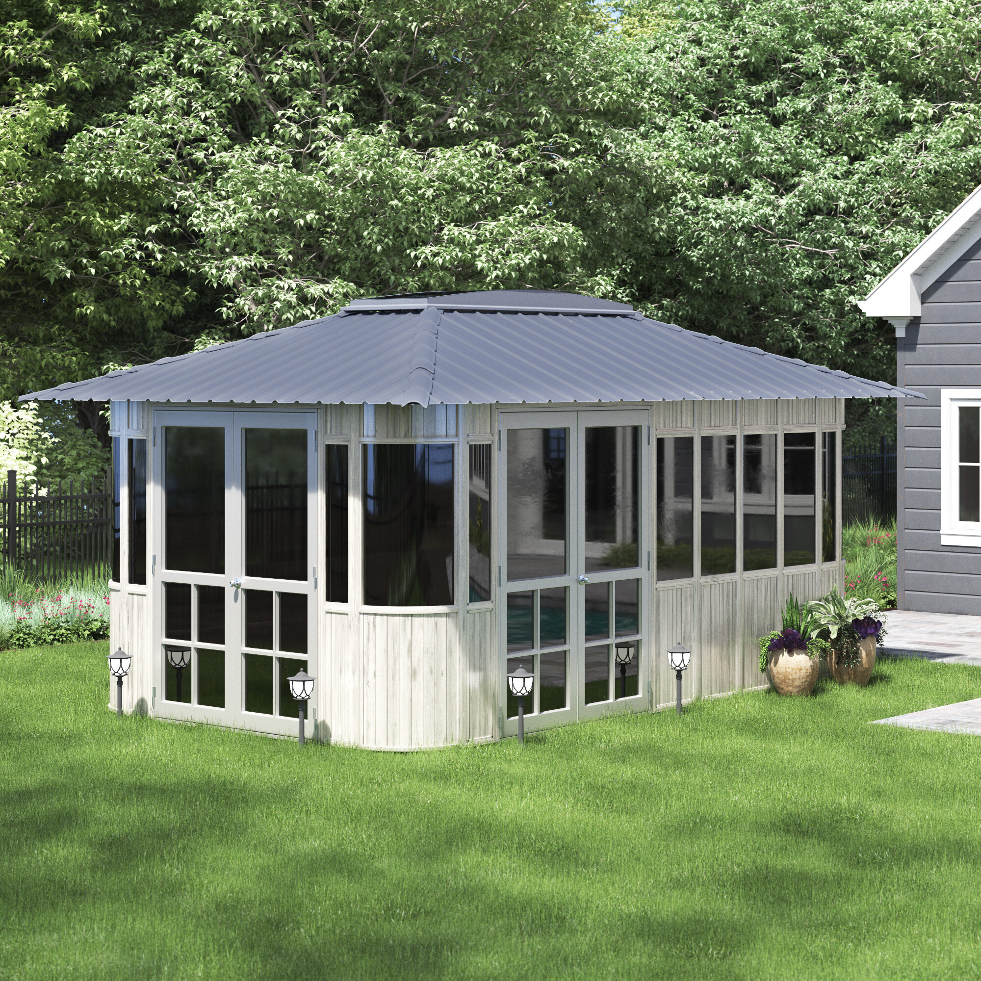 Gray Manufactured Wood Plastic Patio Gazebo