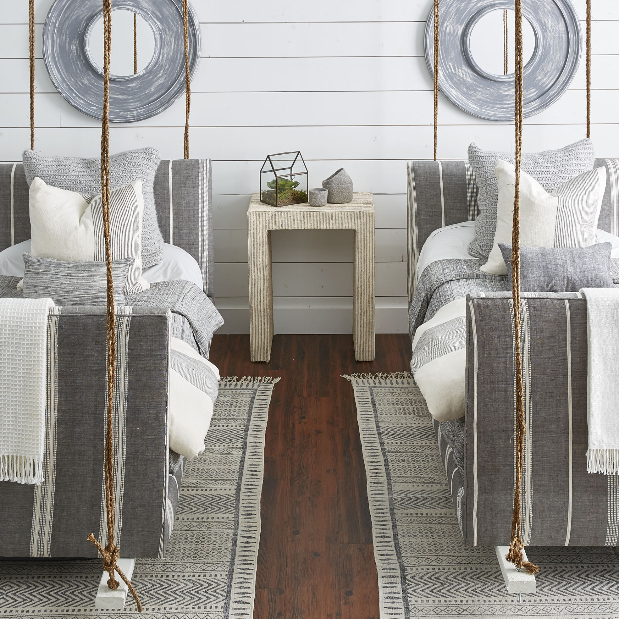 Gray Maple Solid Wood Porch Swing Bed