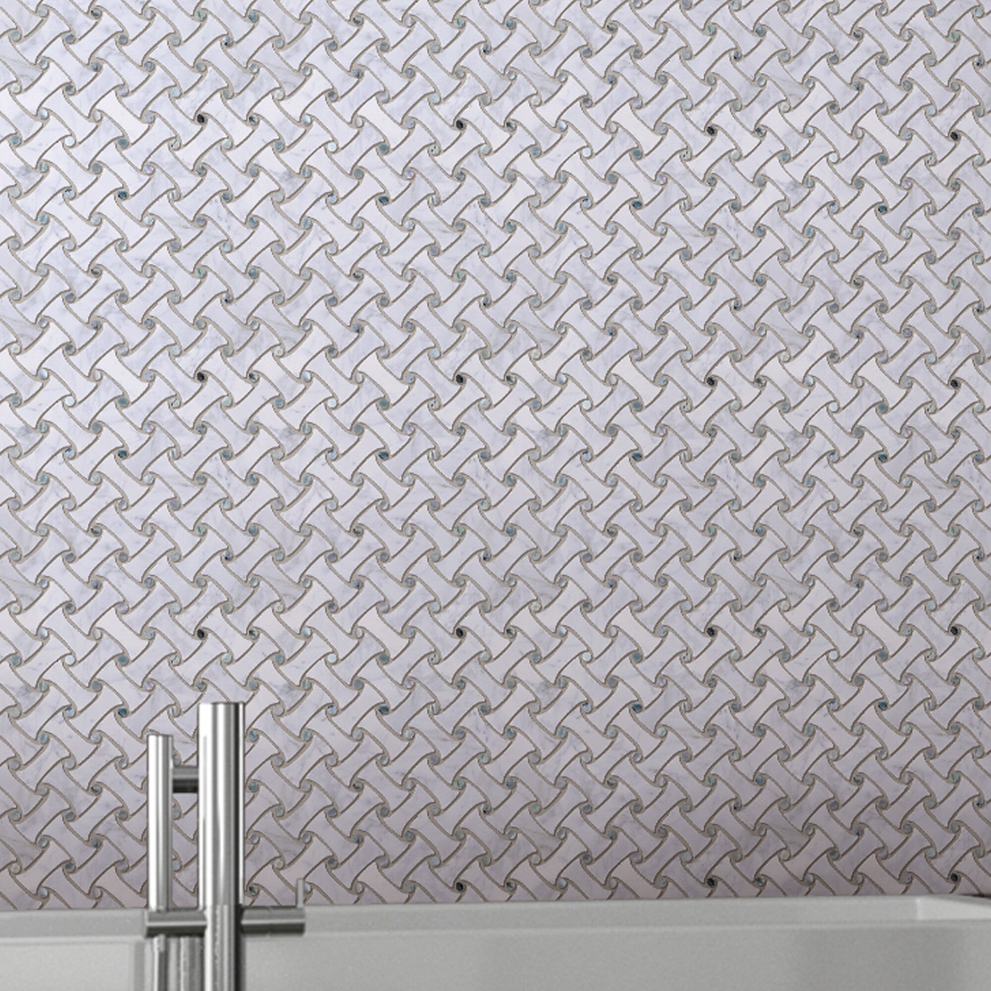 Gray Marble Basketweave Mosaic Tile