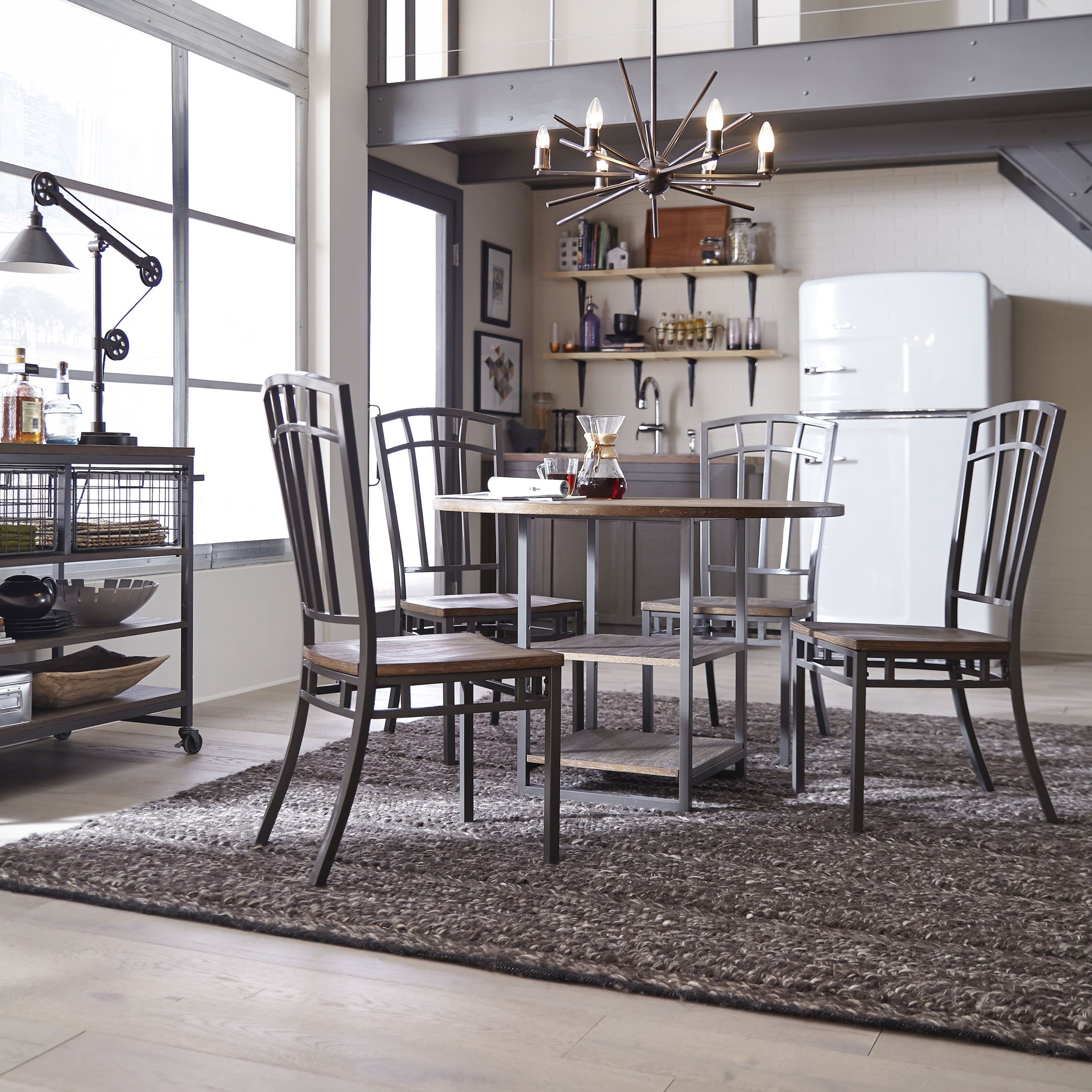 Gray Metal Industrial Dining Set