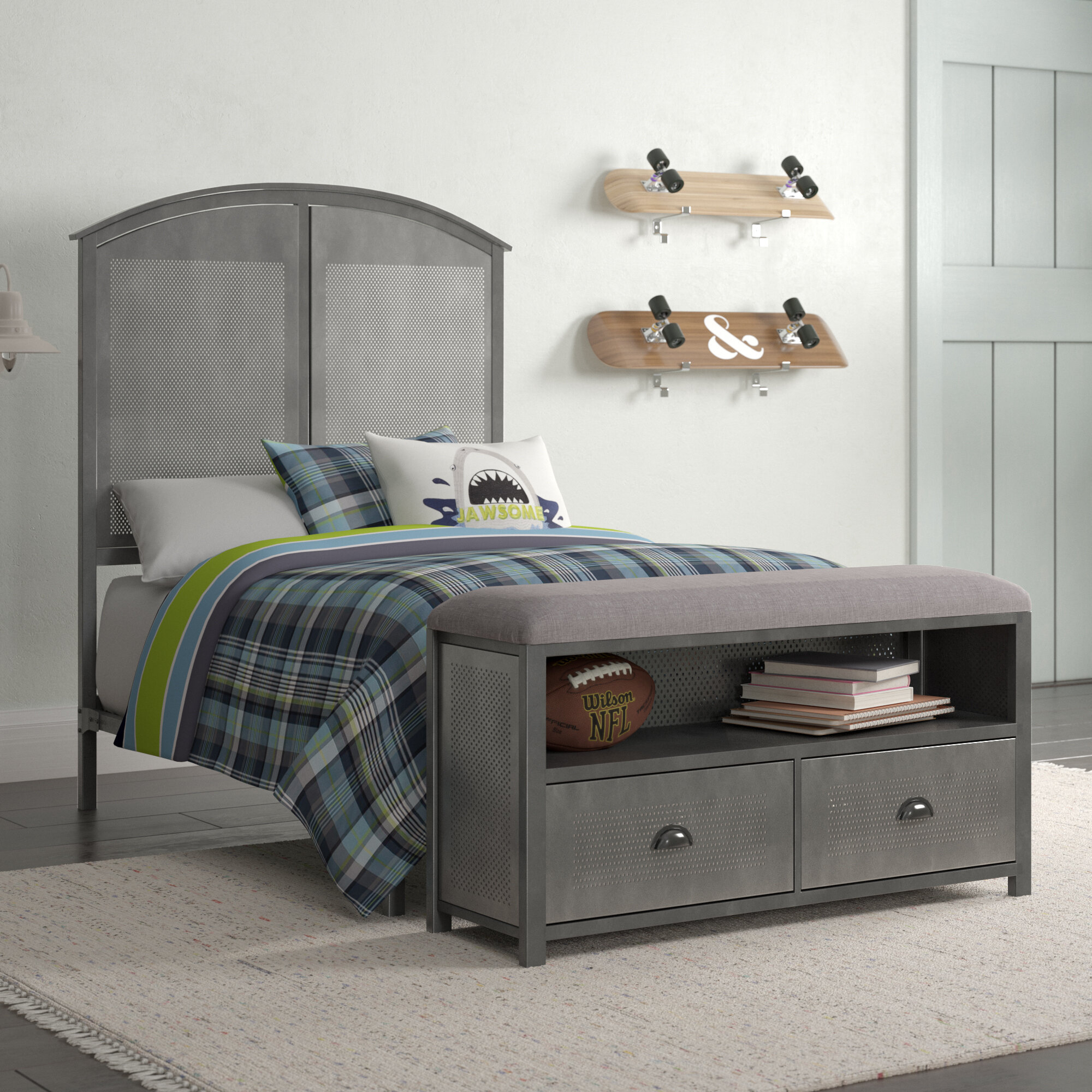 Gray Metal Traditional Bedroom Set