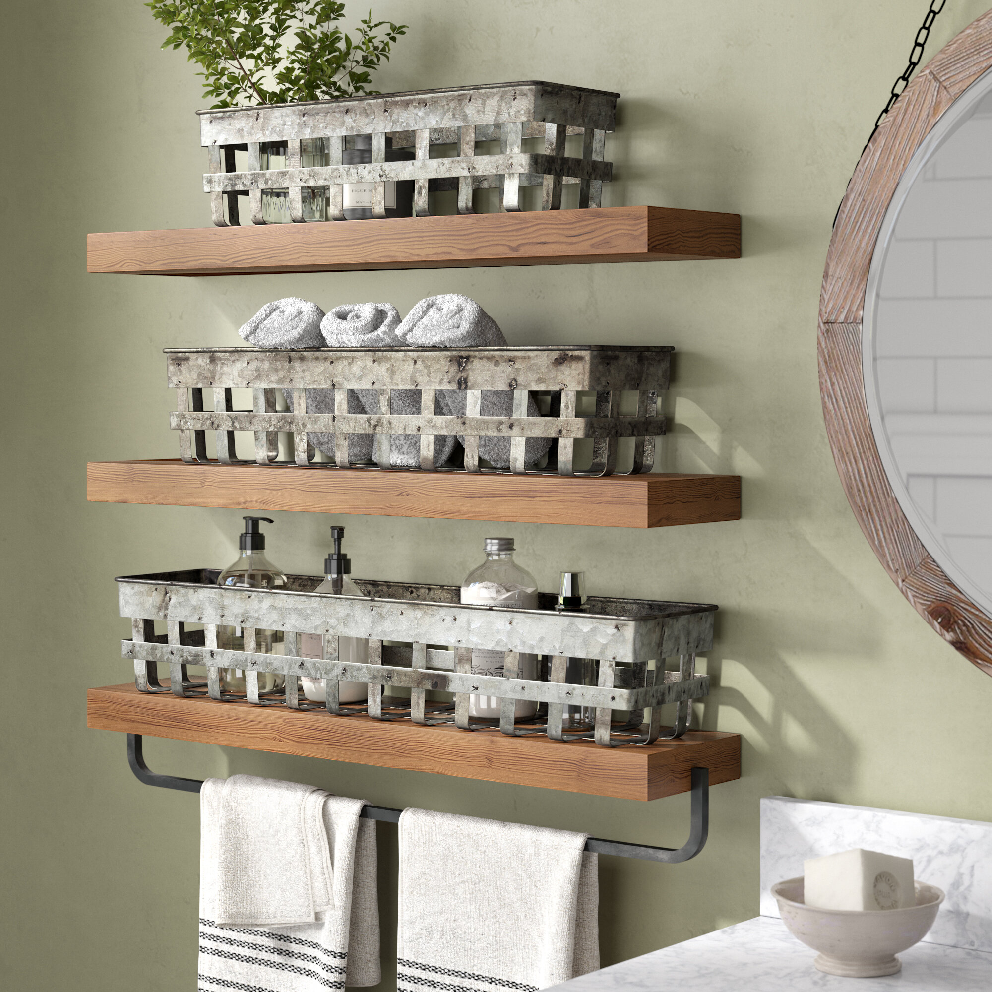 Gray Metal Wire Basket Set