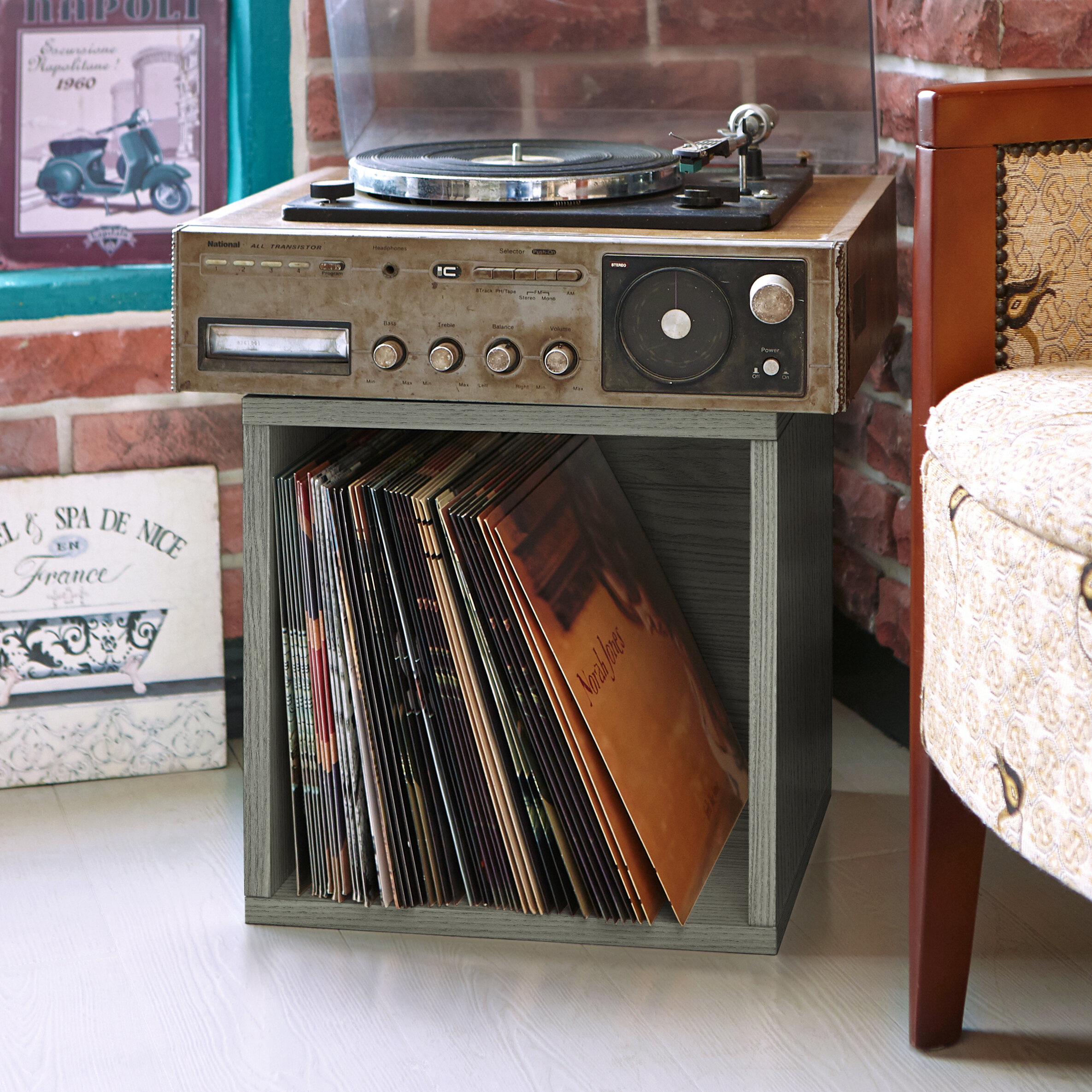 Gray Paperboard Storage Cube Bookcase