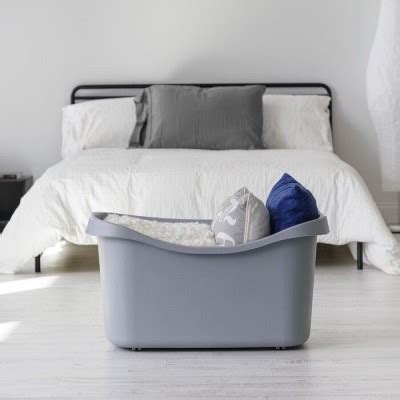 Gray Plastic Rectangle Rolling Bin