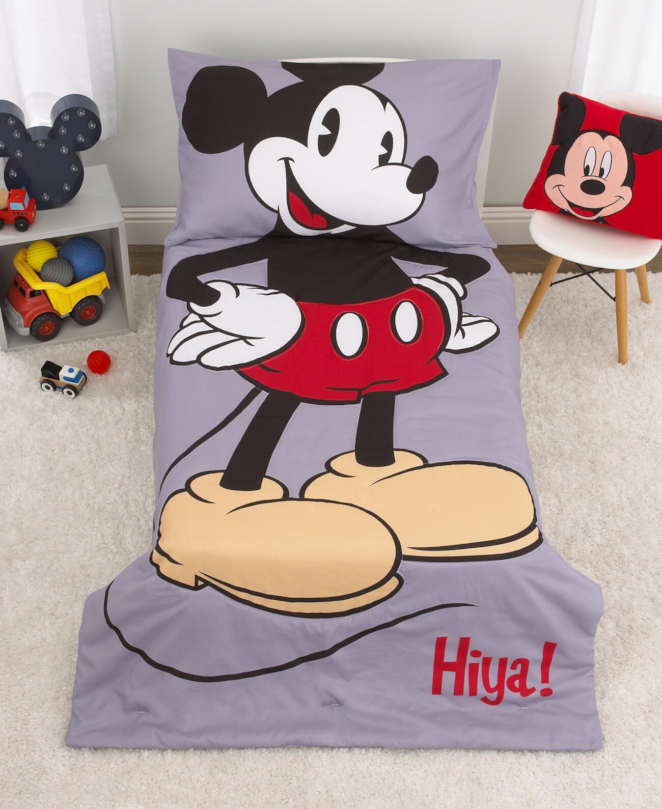 Gray Polyester Mickey Mouse Toddler Bedding Set