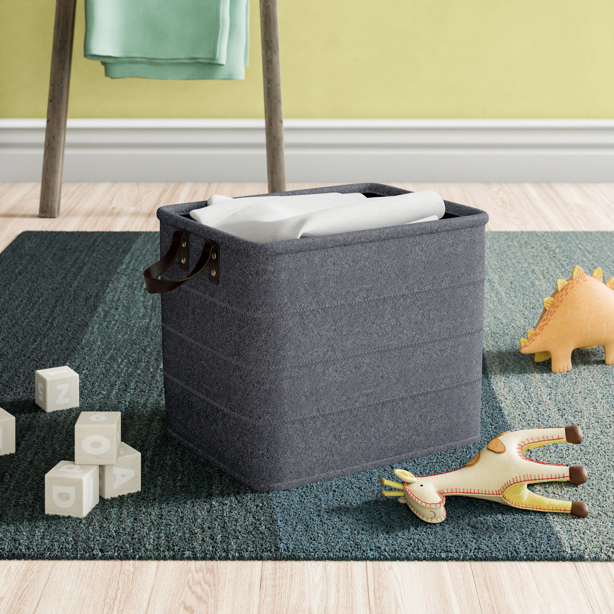 Gray Rectangle Fabric Storage Bin