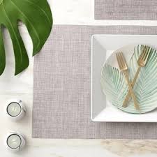 Gray Rectangular Linen Fabric Placemat