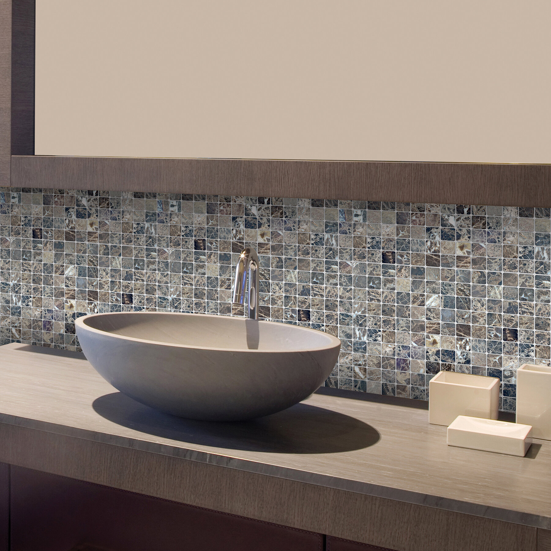 Gray Square Vinyl Peel And Stick Mosaic Tile