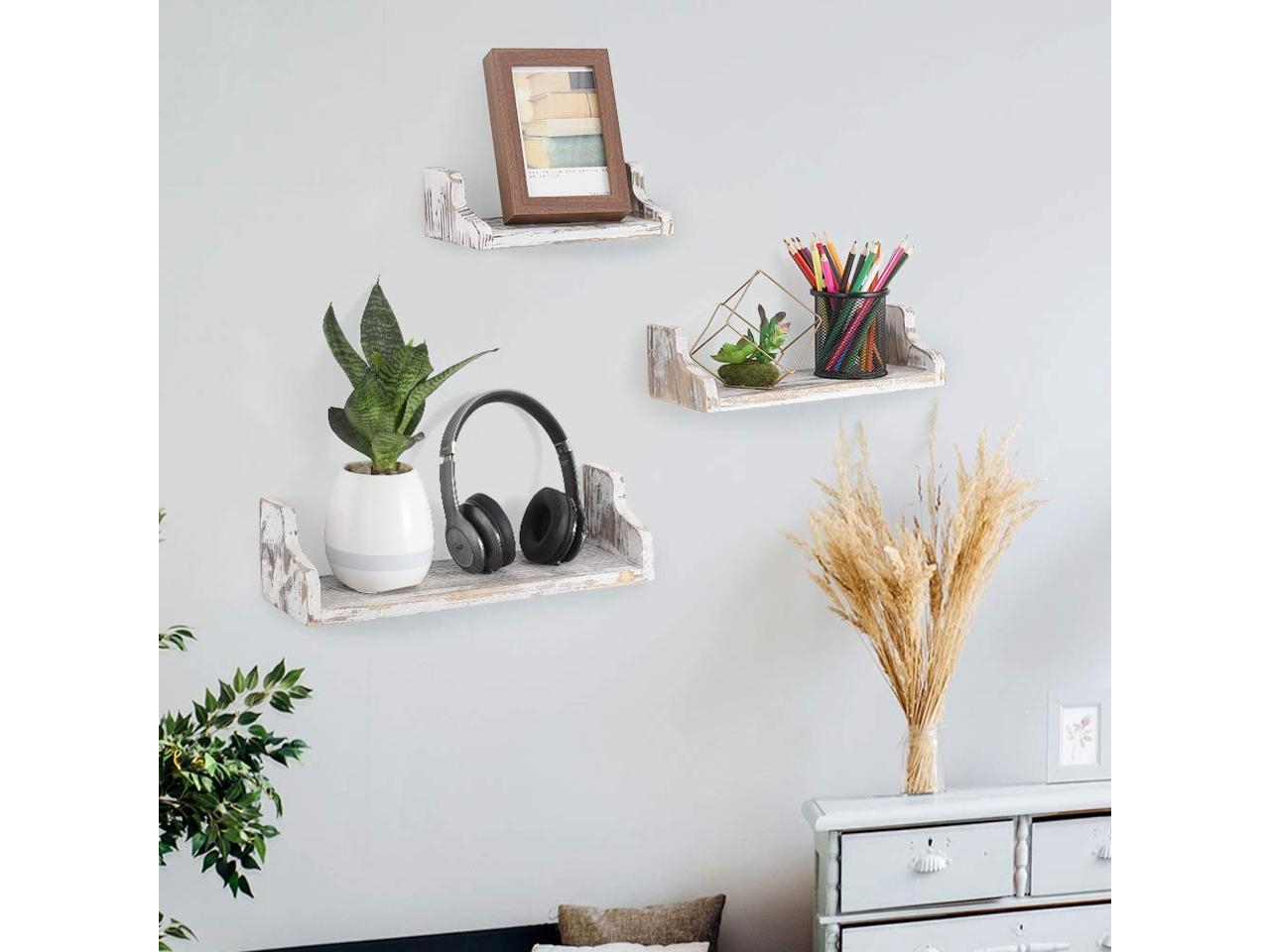 Gray Wood Rectangular Tiered Stand