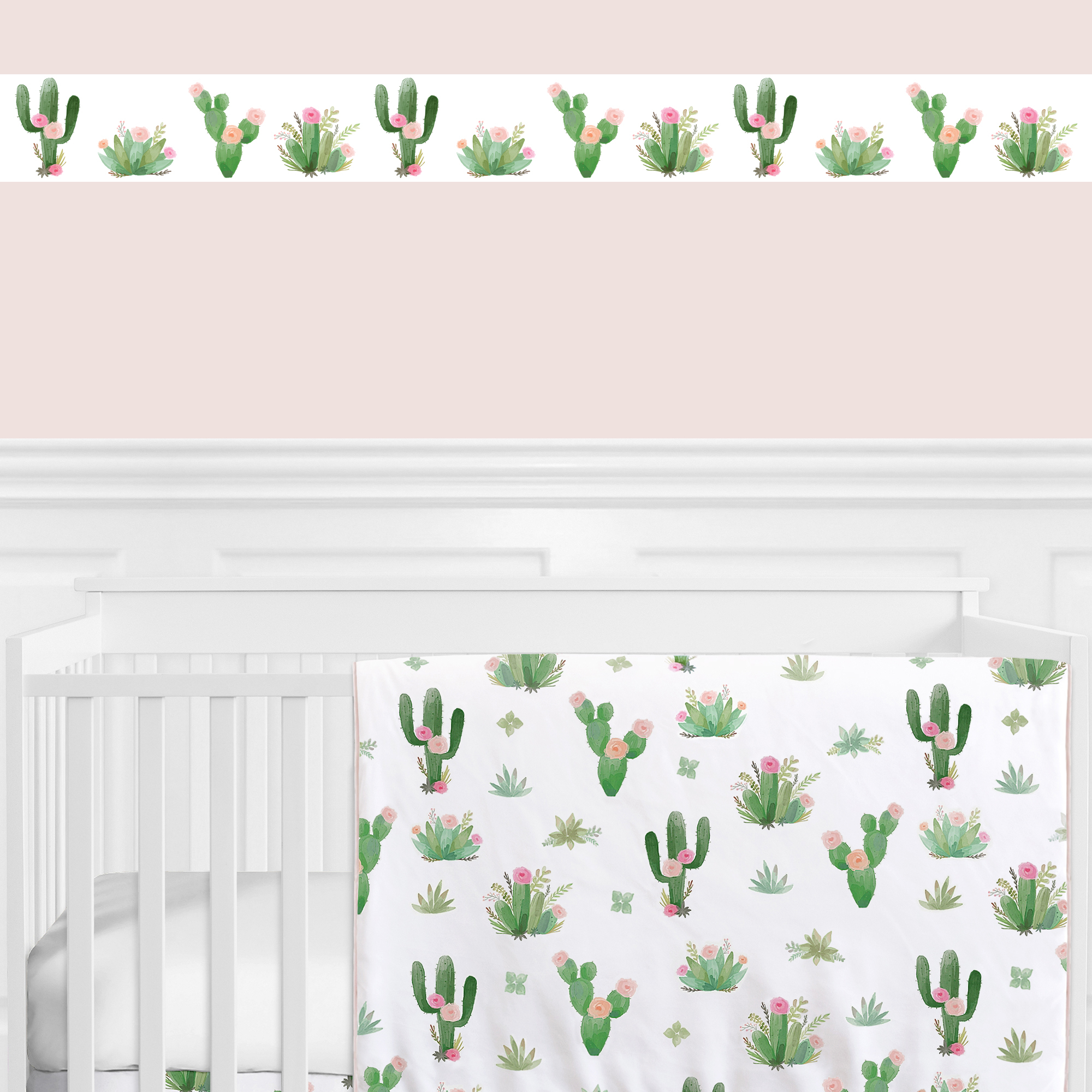 Green Cactus Paper Wallpaper Border