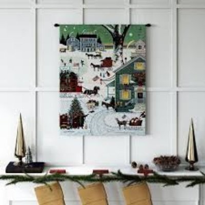 Green Cotton Large Christmas Tapestry