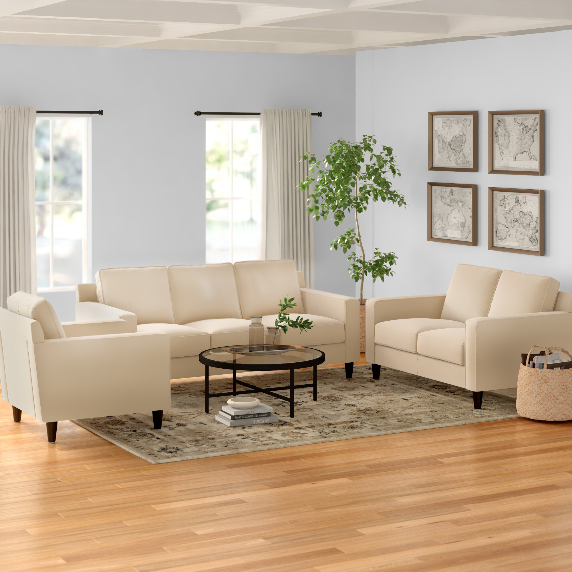 Green Cotton Living Room Set